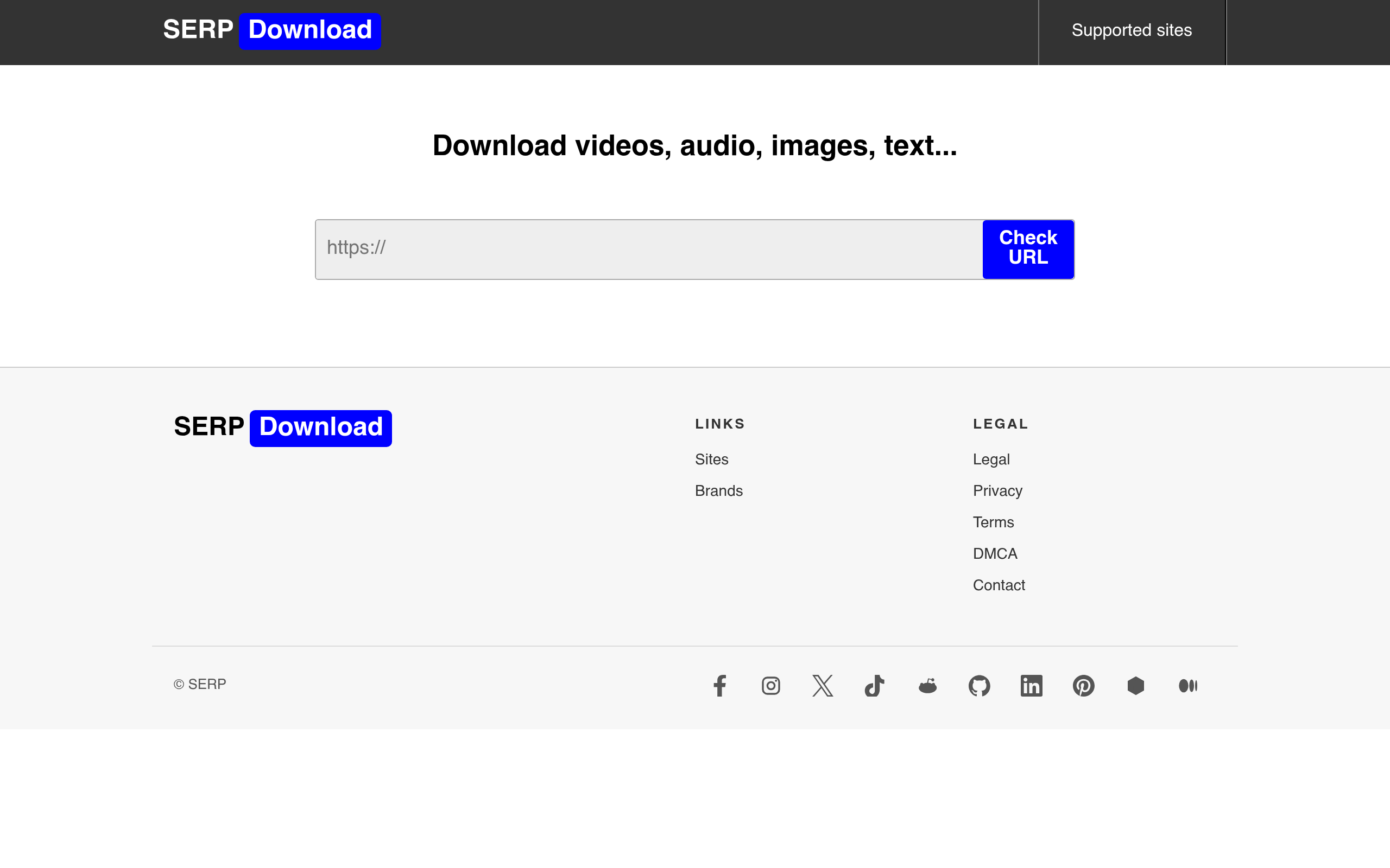 SERP Download: Download Videos or Music from Websites homepage preview