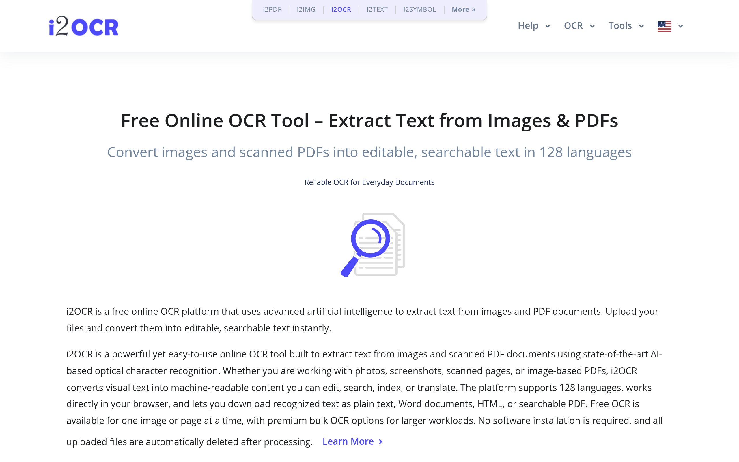 Screenshot of i2ocr.com