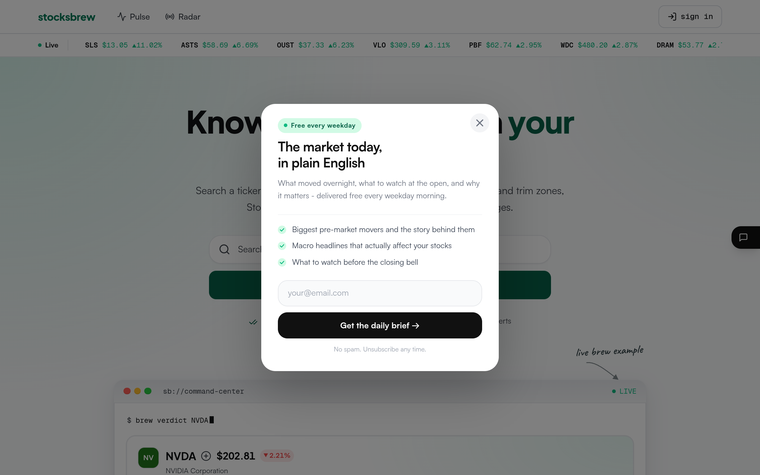 stocksbrew screenshot