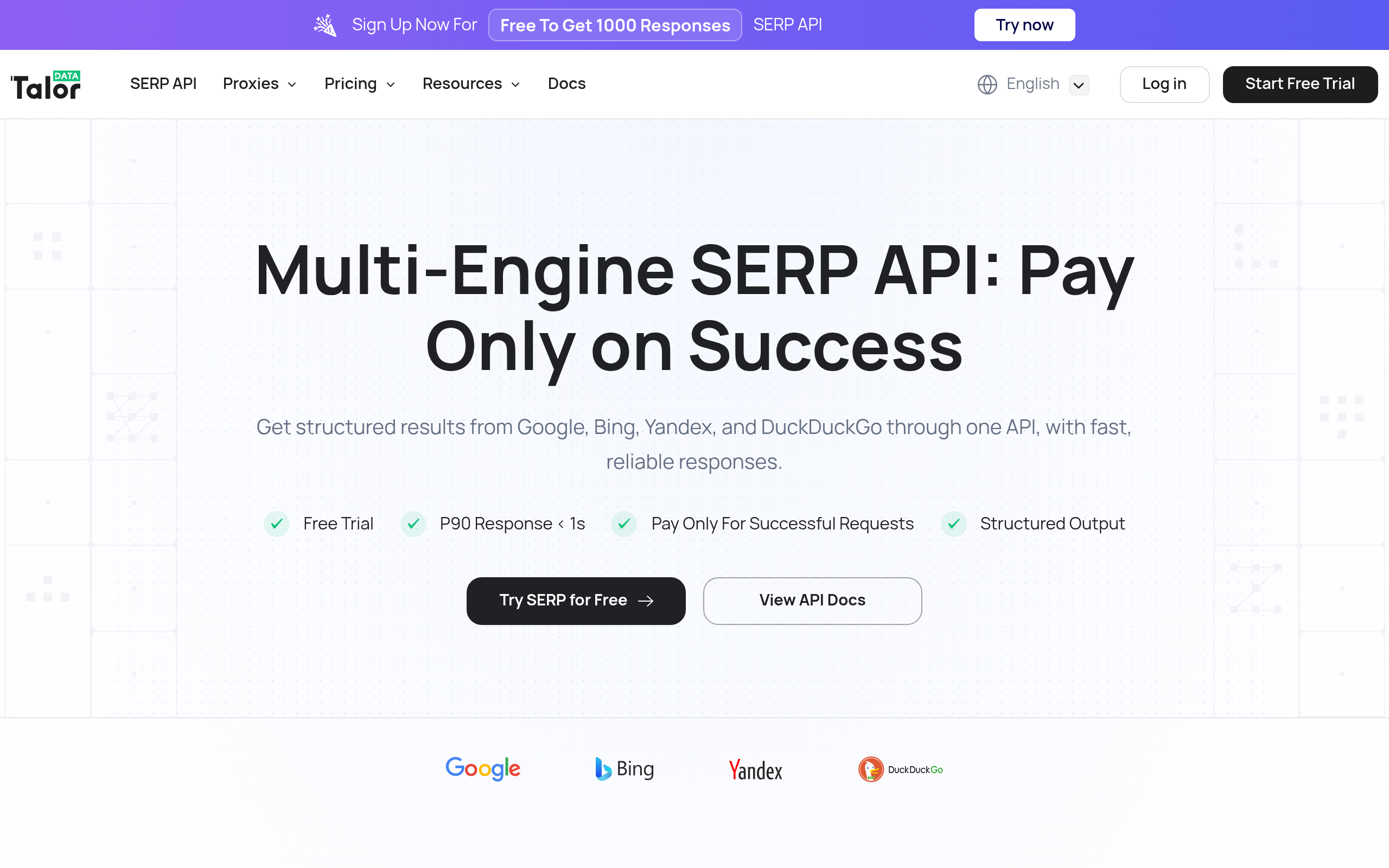 Talordata SERP API screenshot