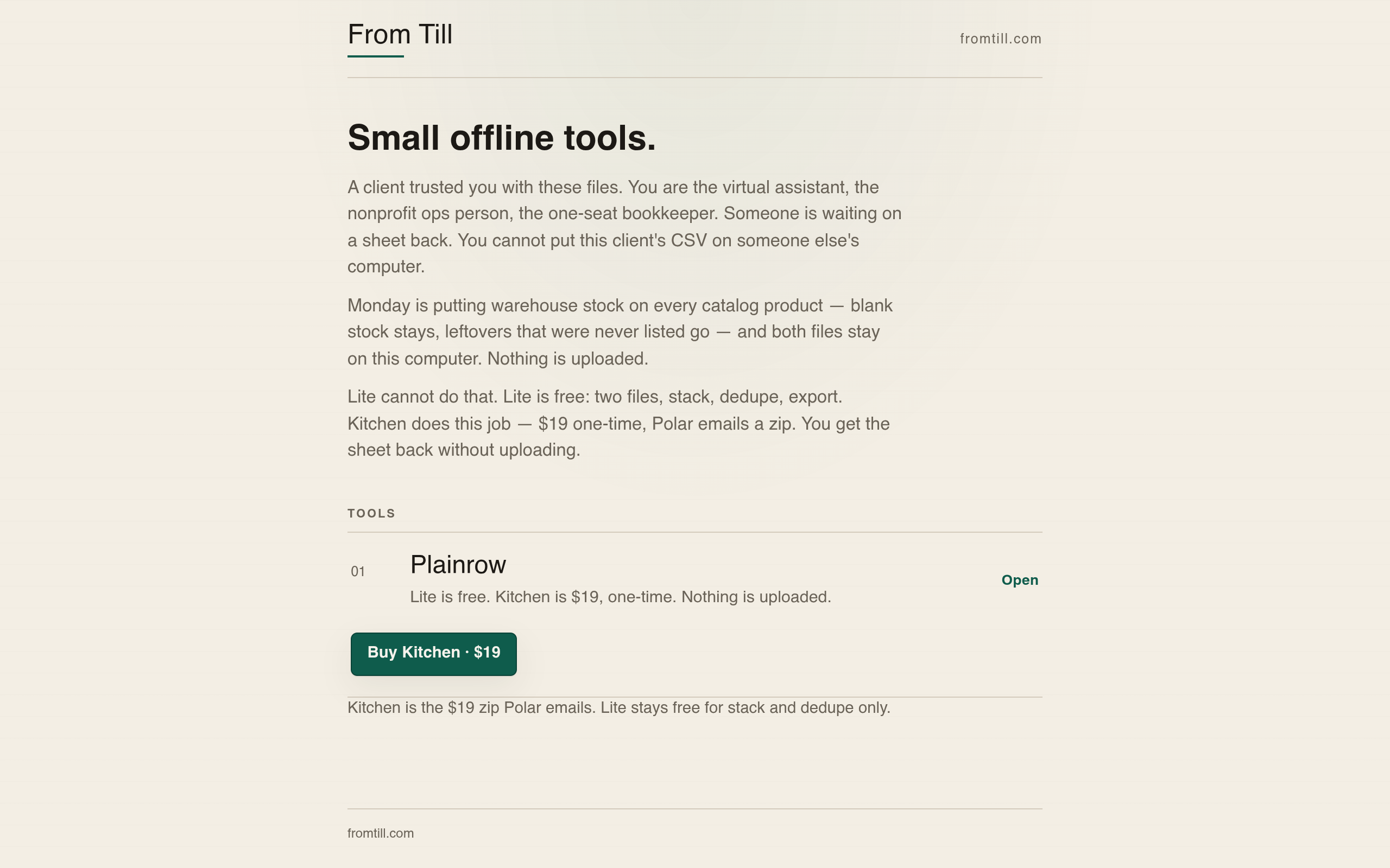 Plainrow screenshot, image 1