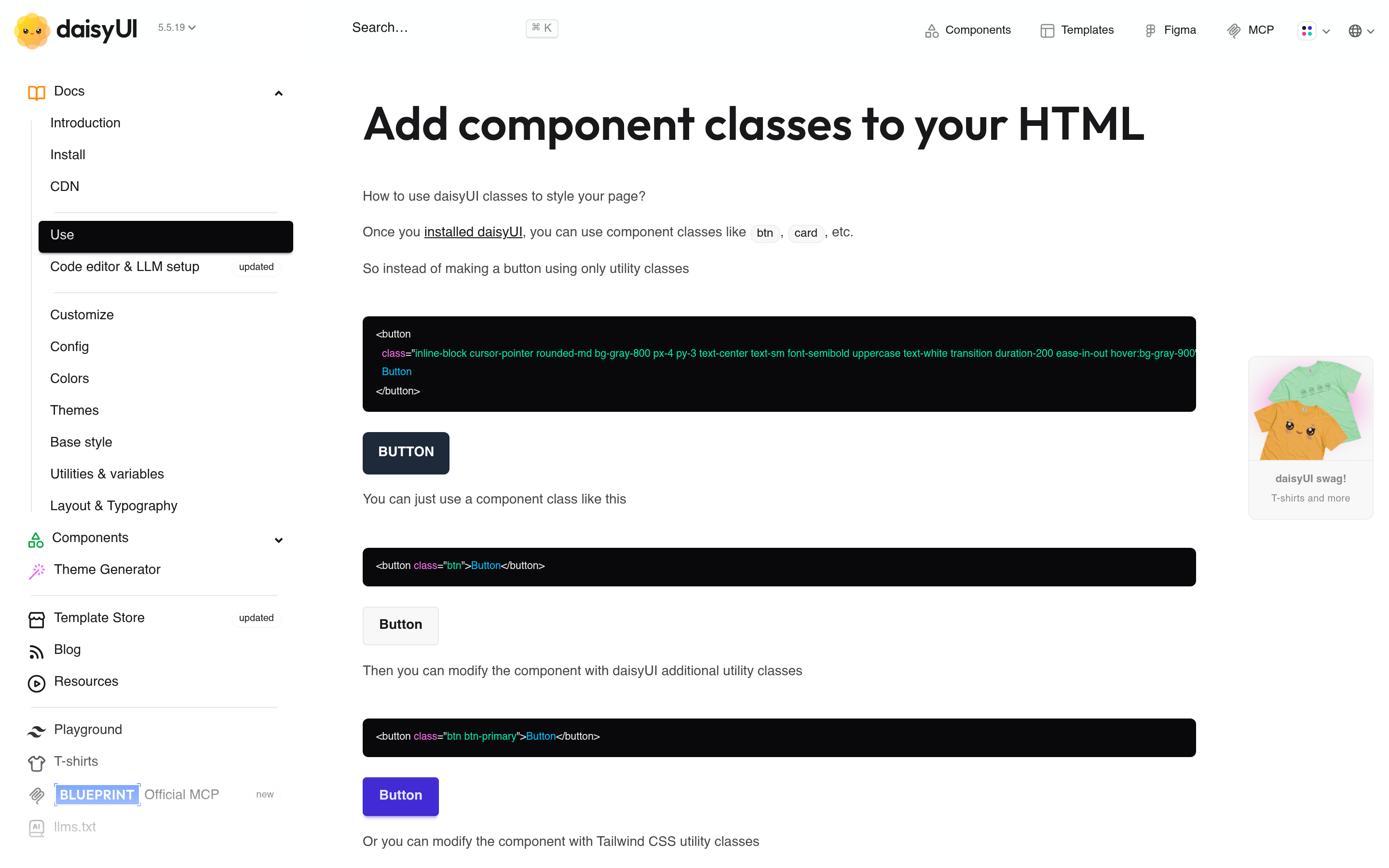 Add component classes to your HTML — daisyUI Tailwind CSS Component UI Library 介面截圖