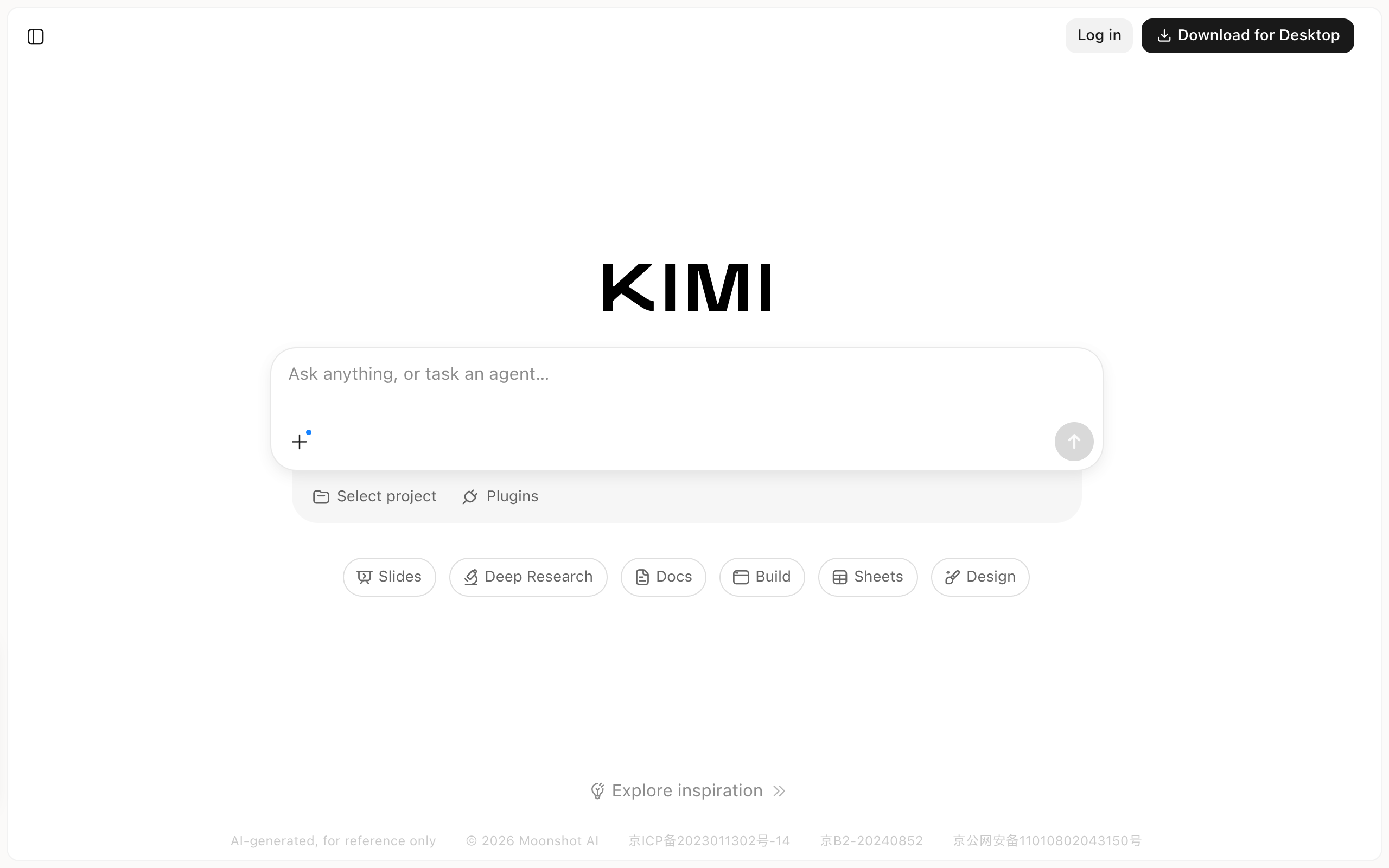 Kimi official homepage preview