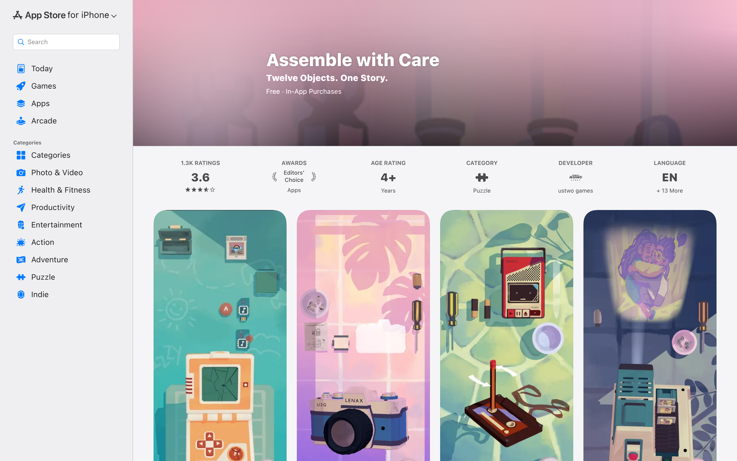 Assemble with Care App - App Store 介面截圖
