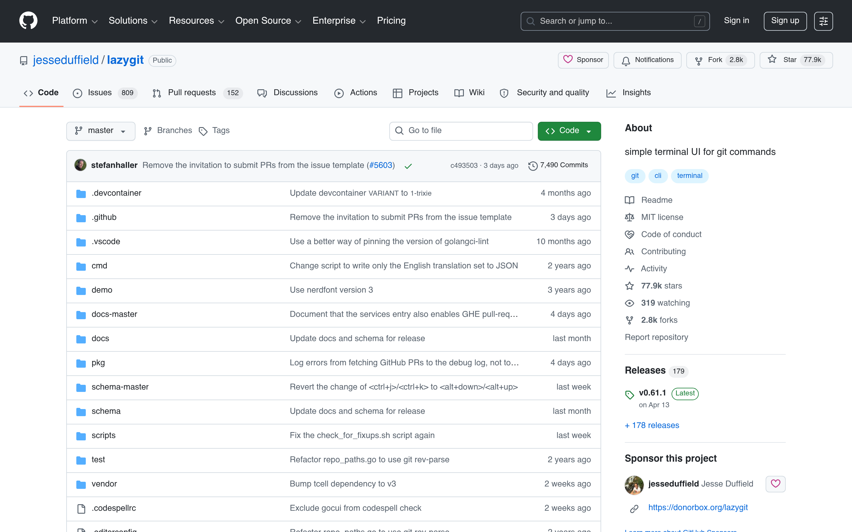 GitHub - jesseduffield/lazygit: simple terminal UI for git commands · GitHub 介面截圖