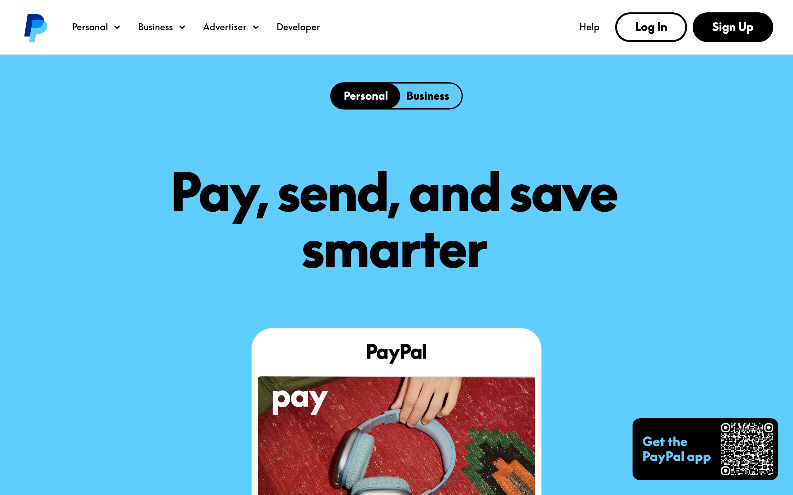 Screenshot of paypal.com