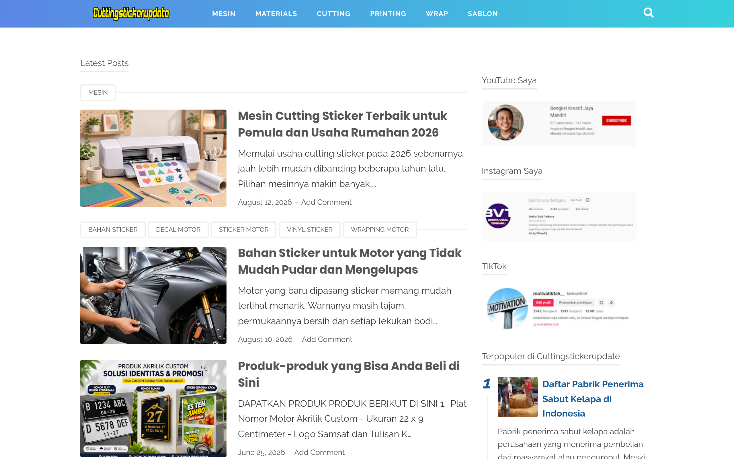 Screenshot of www.cuttingstickerupdate.com