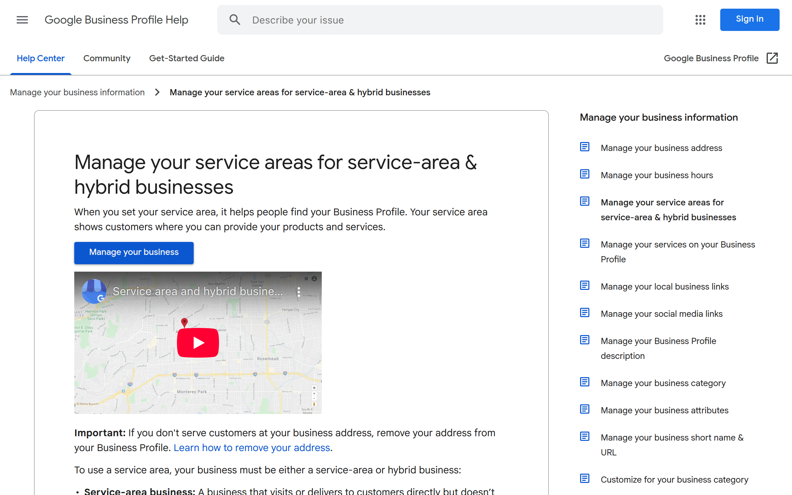 Define and promote service areas Screenshot