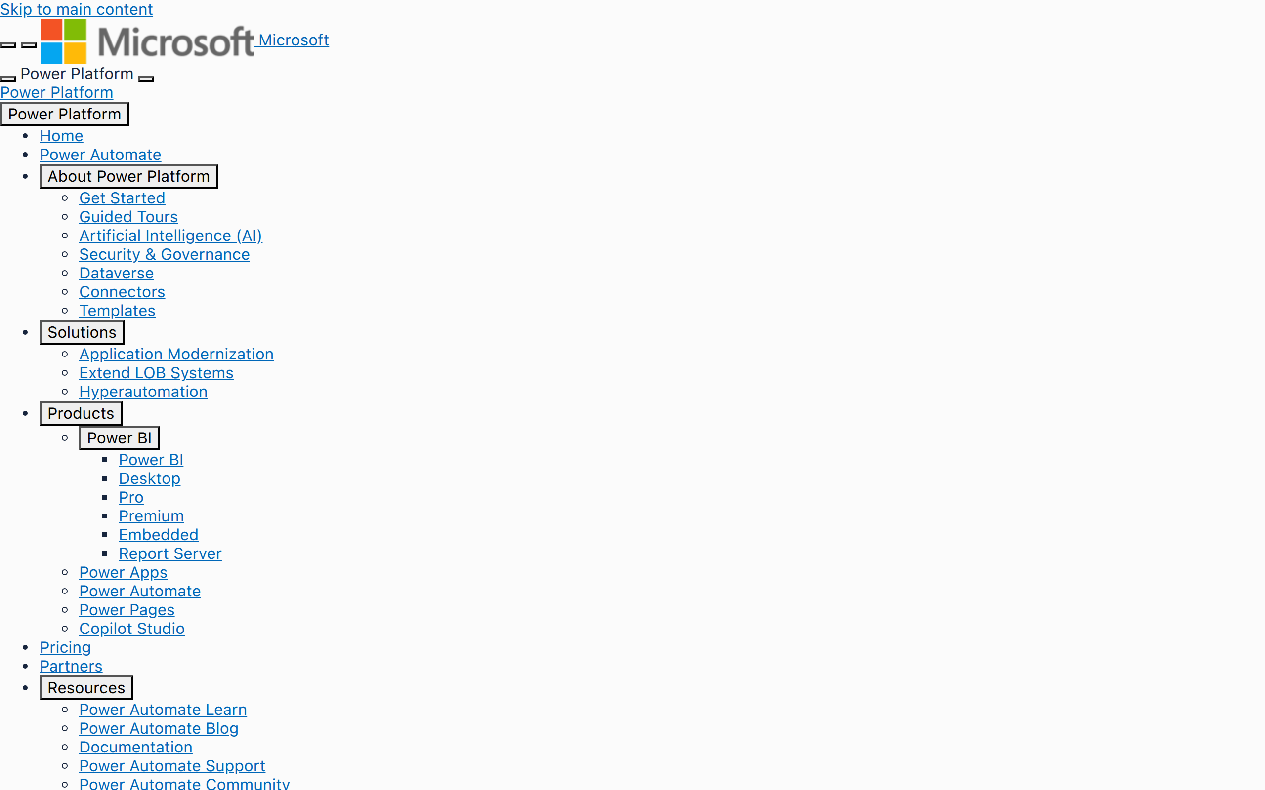 Microsoft Power Automate screenshot