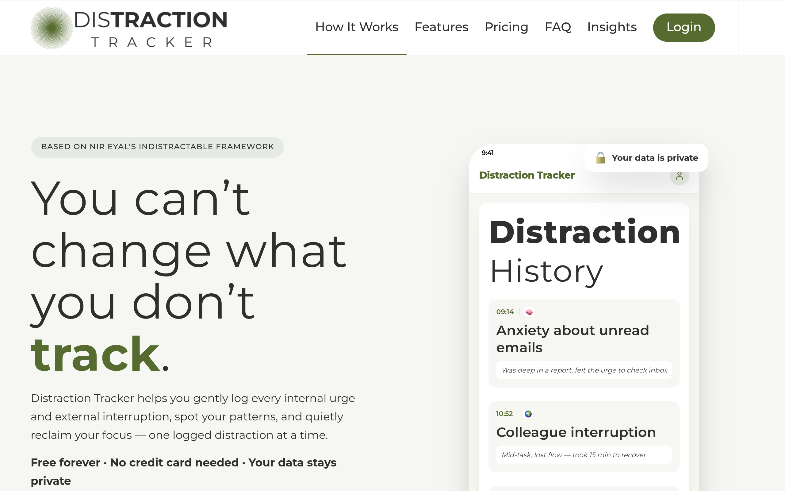 Distraction Tracker screenshot, image 1