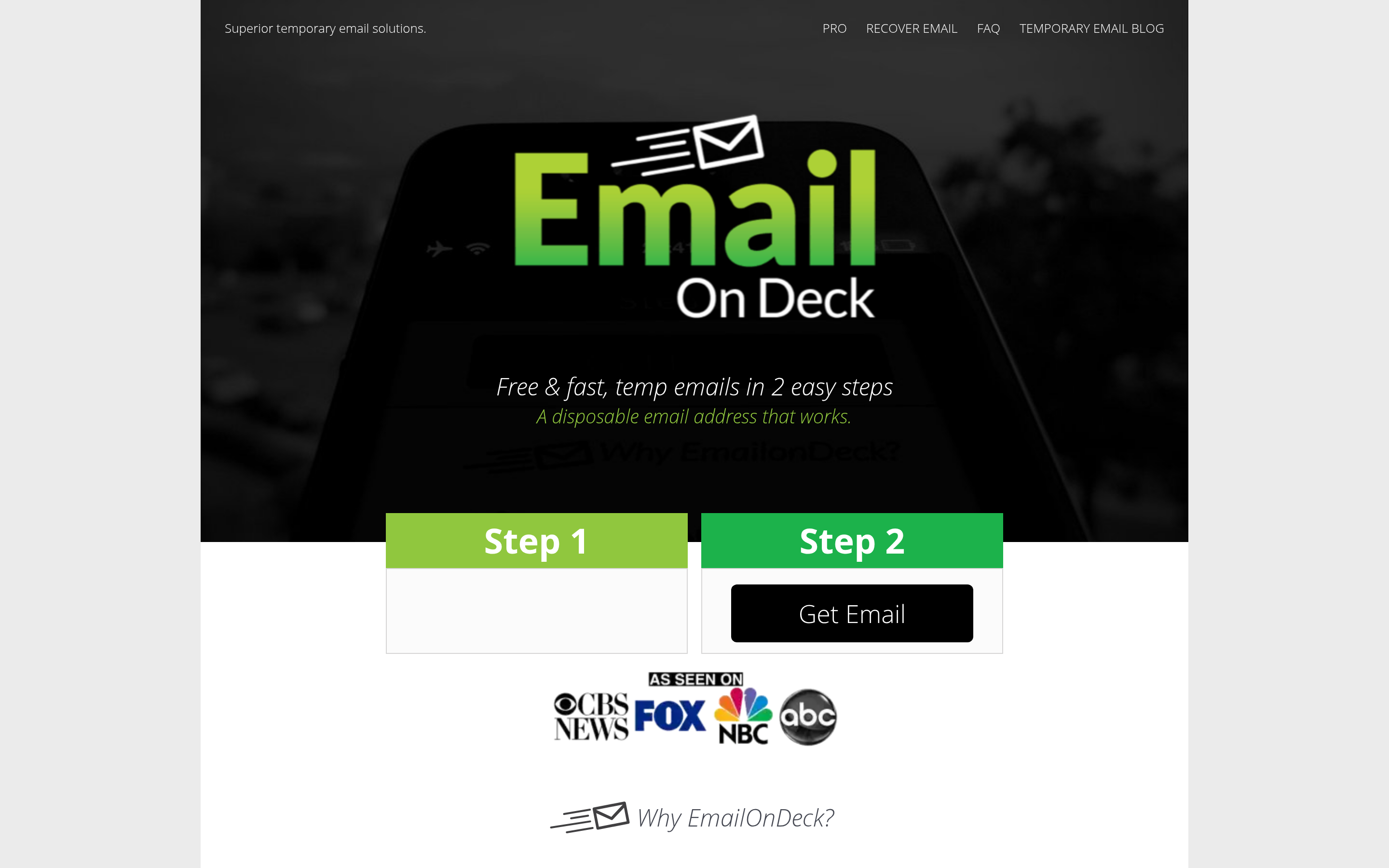 Free Temporary Email - EmailOnDeck.com 介面截圖