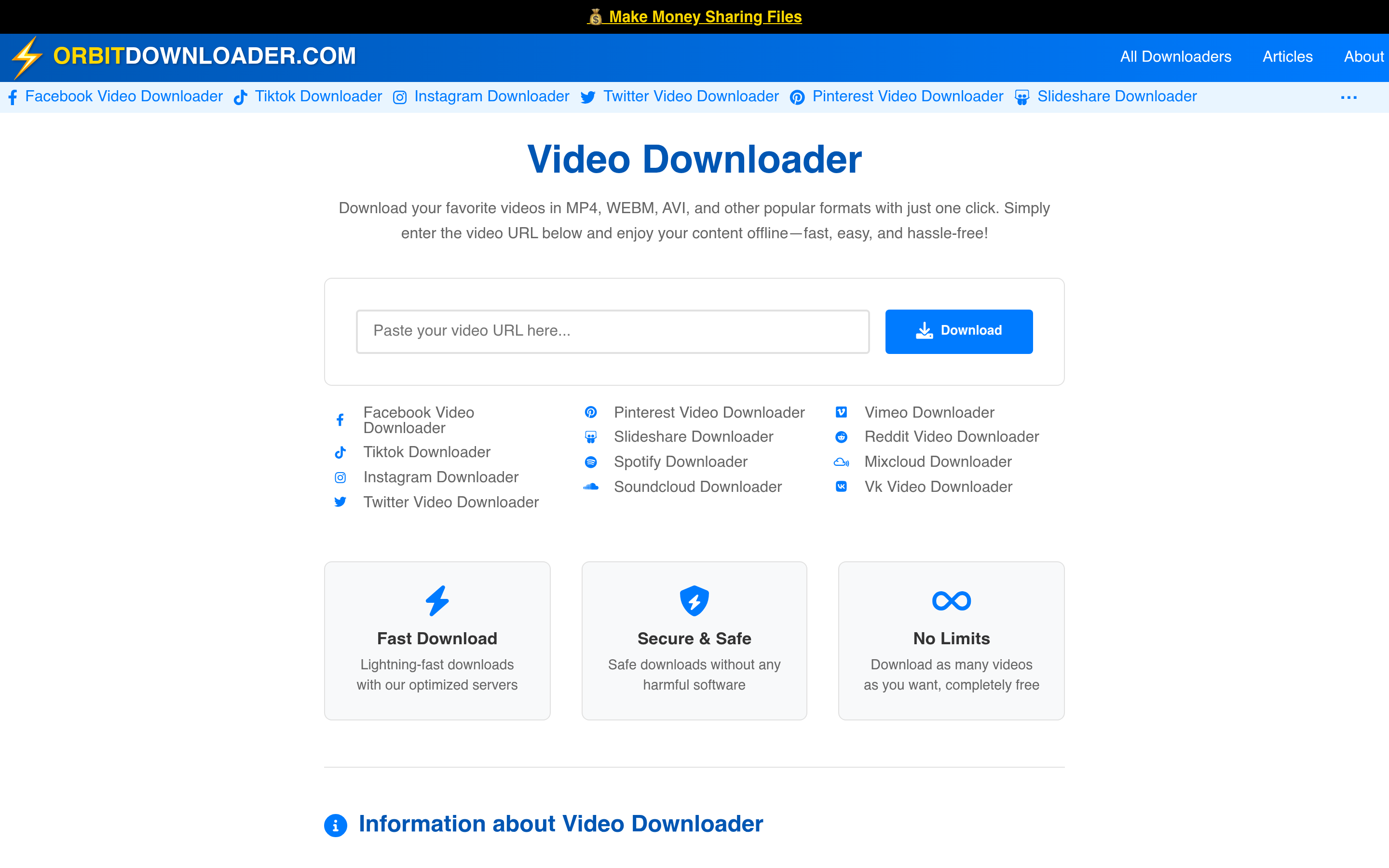 OrbitDownloader.com | Your Video Downloader 介面截圖