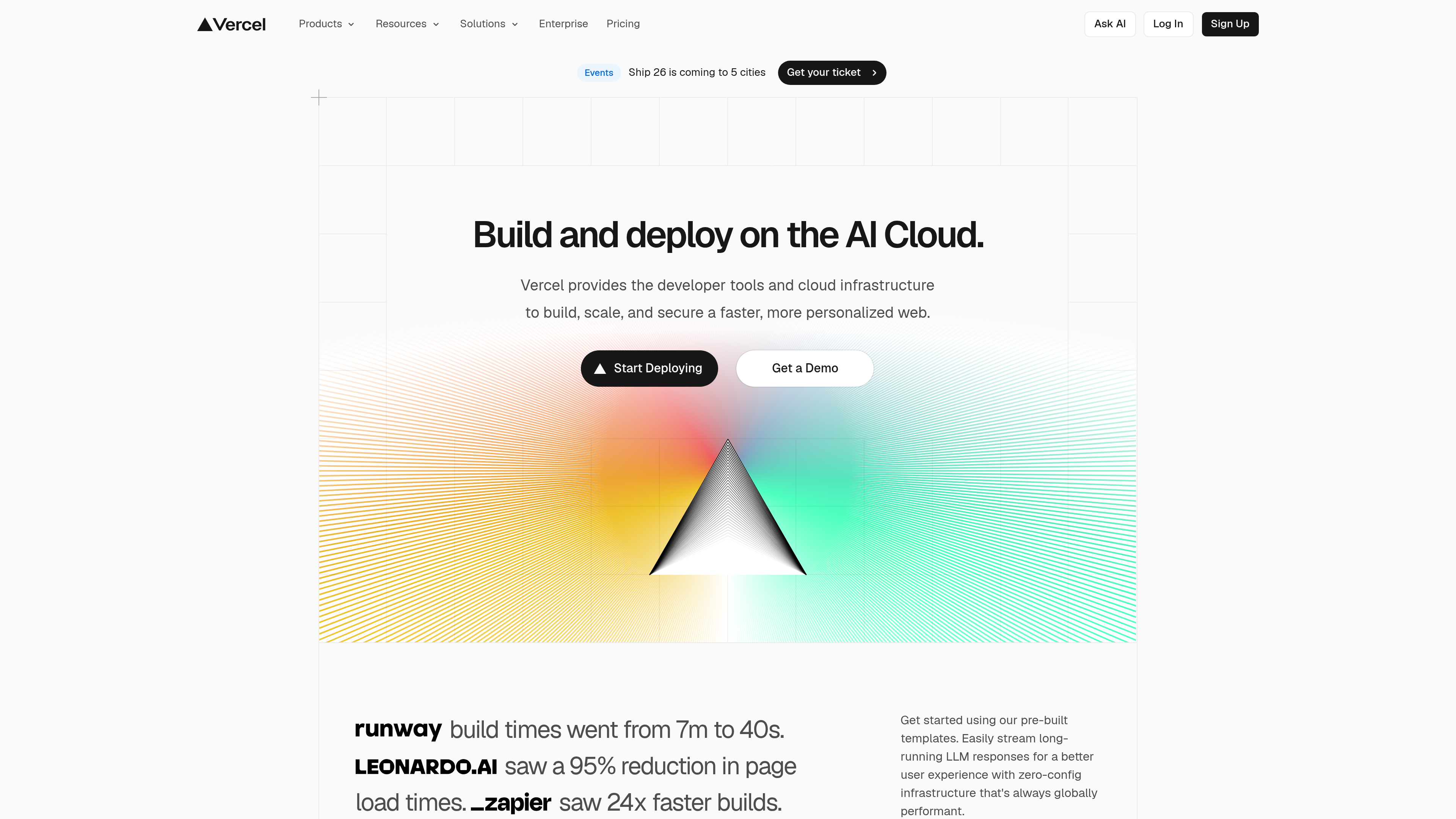 Vercel: Build and deploy the best web experiences with the AI Cloud – Vercel 预览