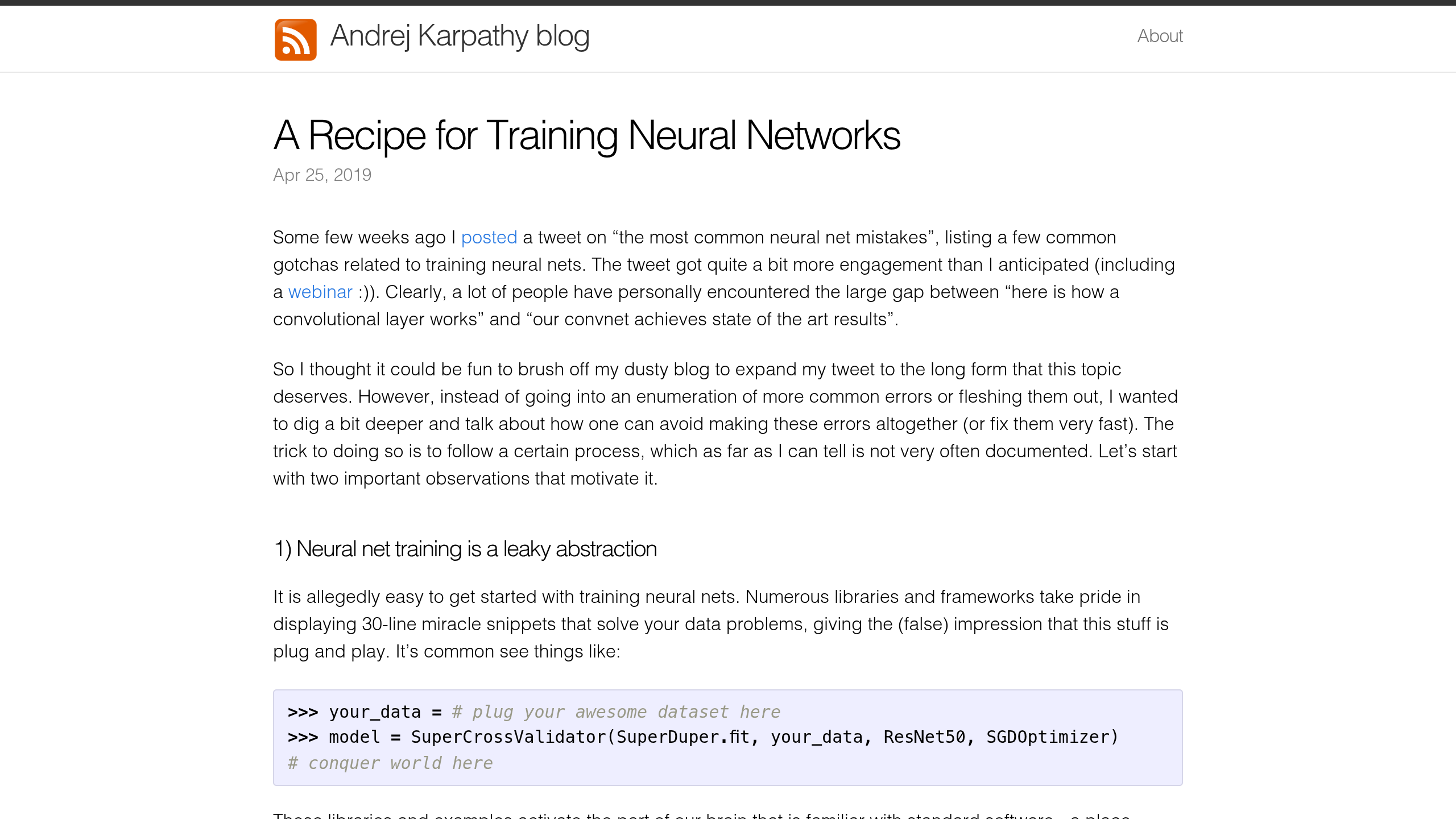 Preview of A Recipe for Training Neural Networks