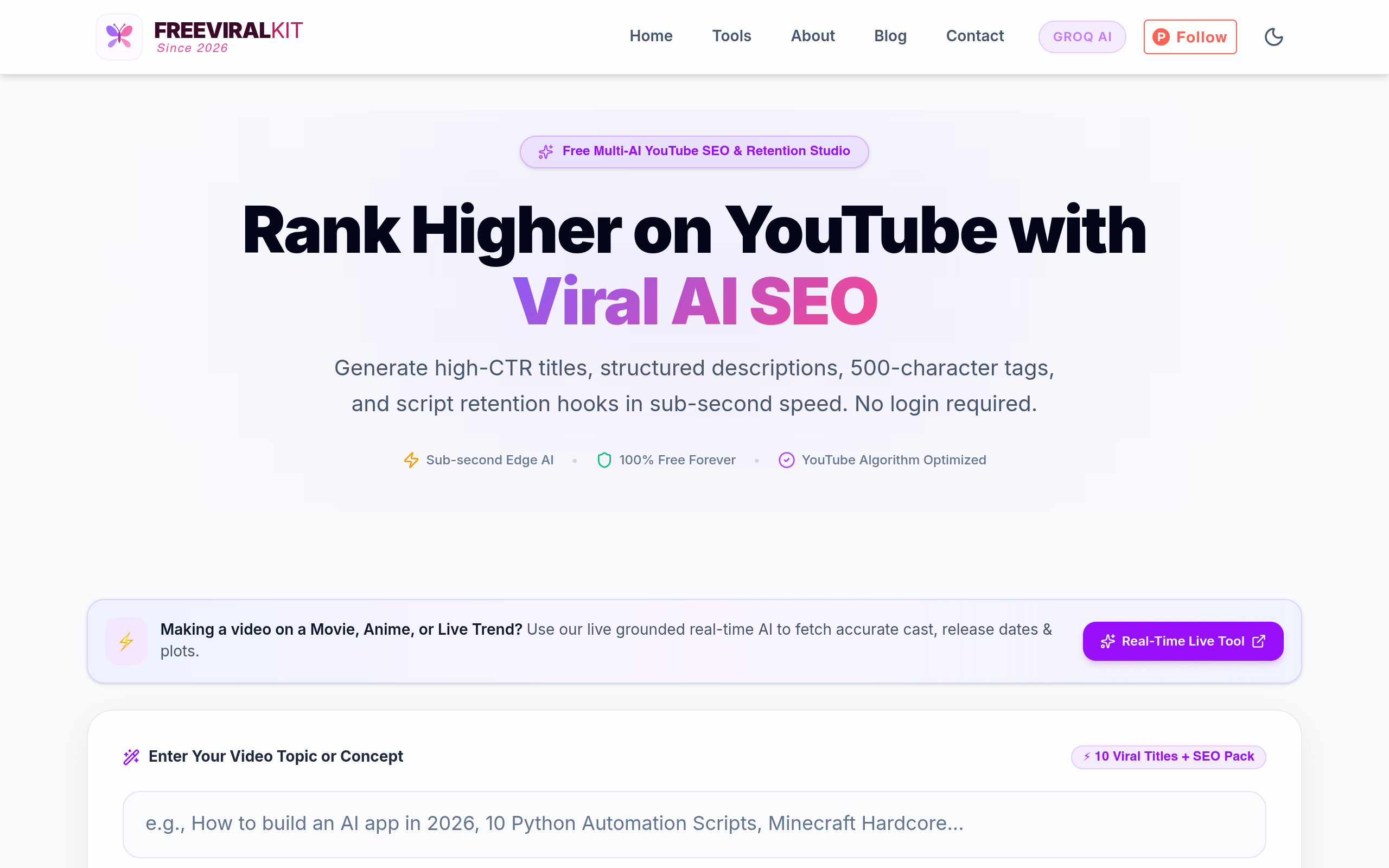 Free AI YouTube SEO & Title Generator screenshot
