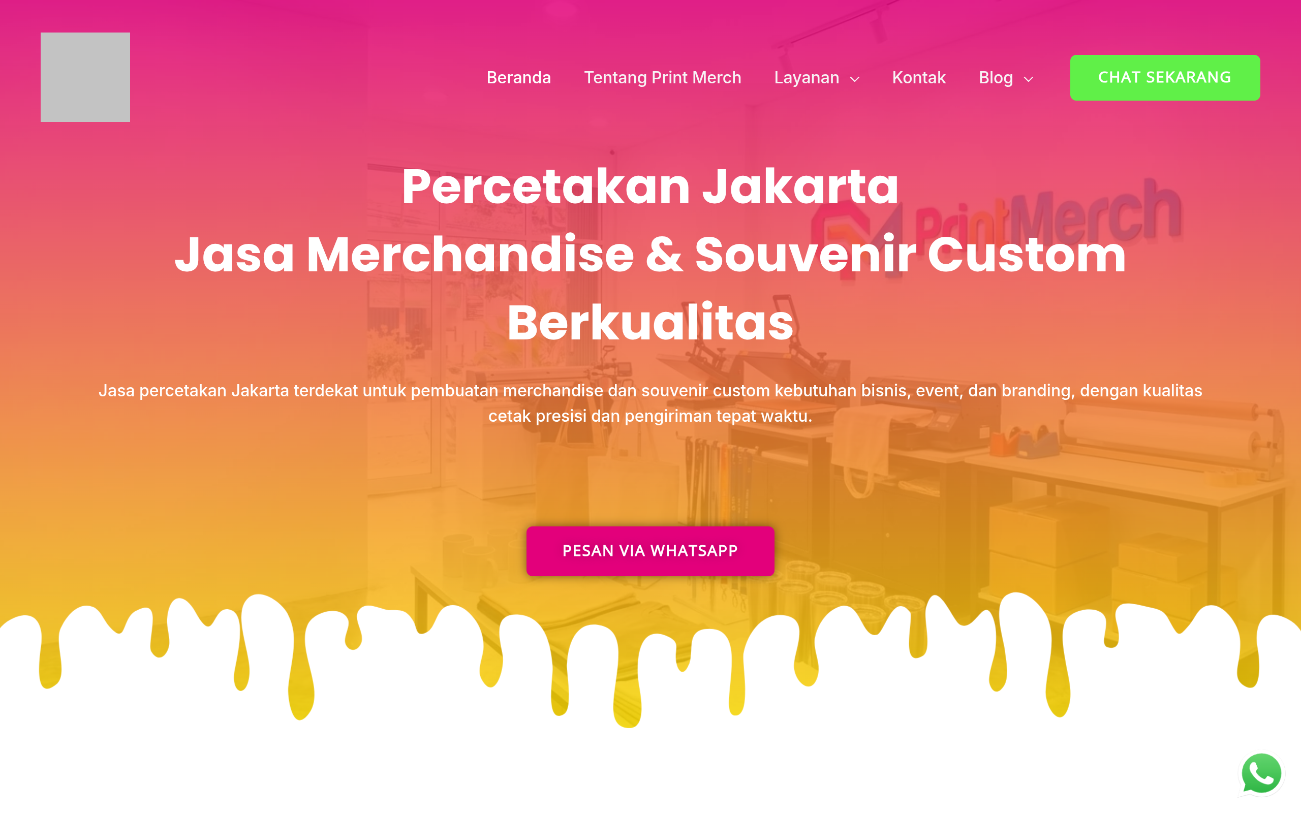 Screenshot of percetakanmerchandise.com
