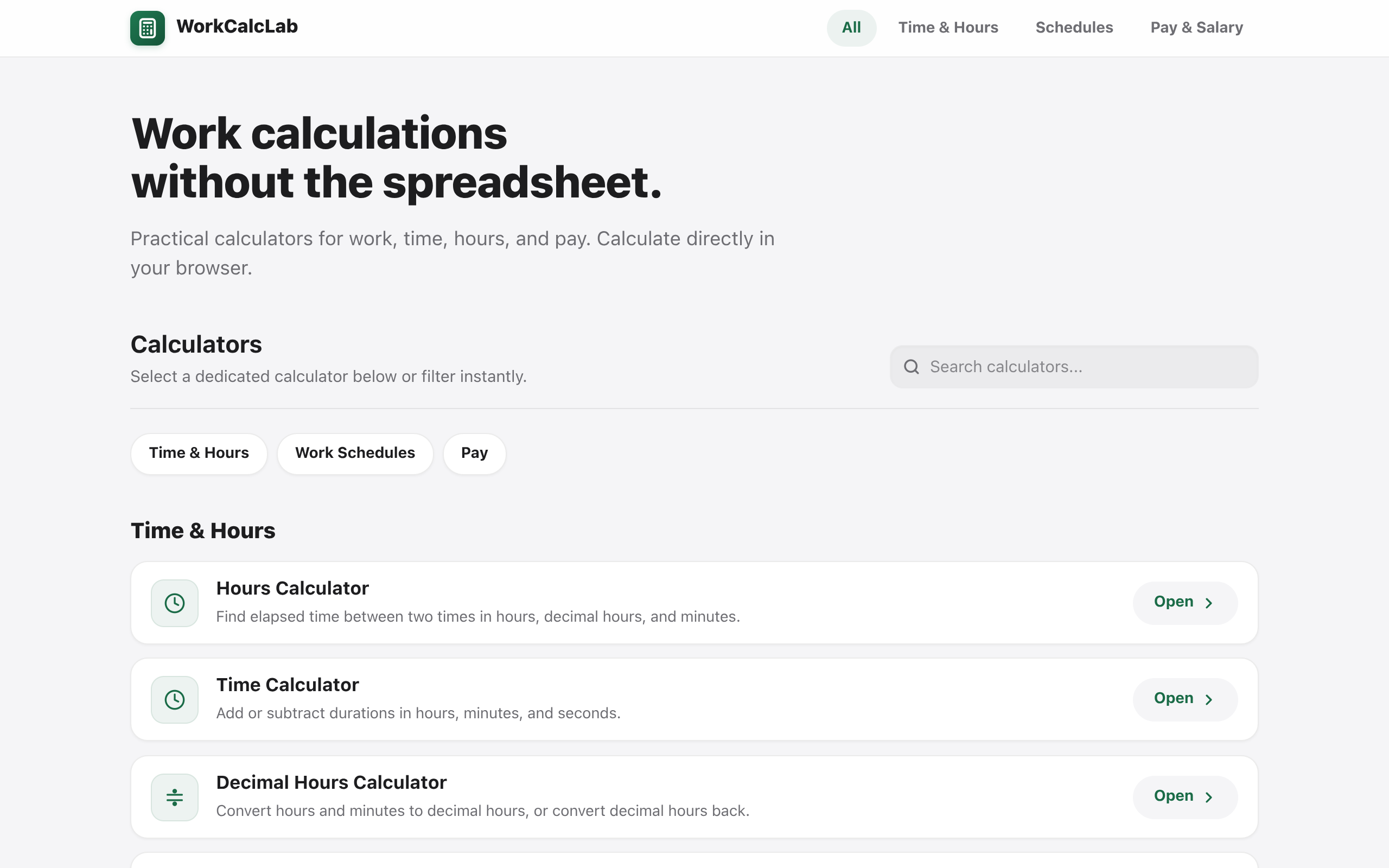 WorkCalcLab screenshot, image 1