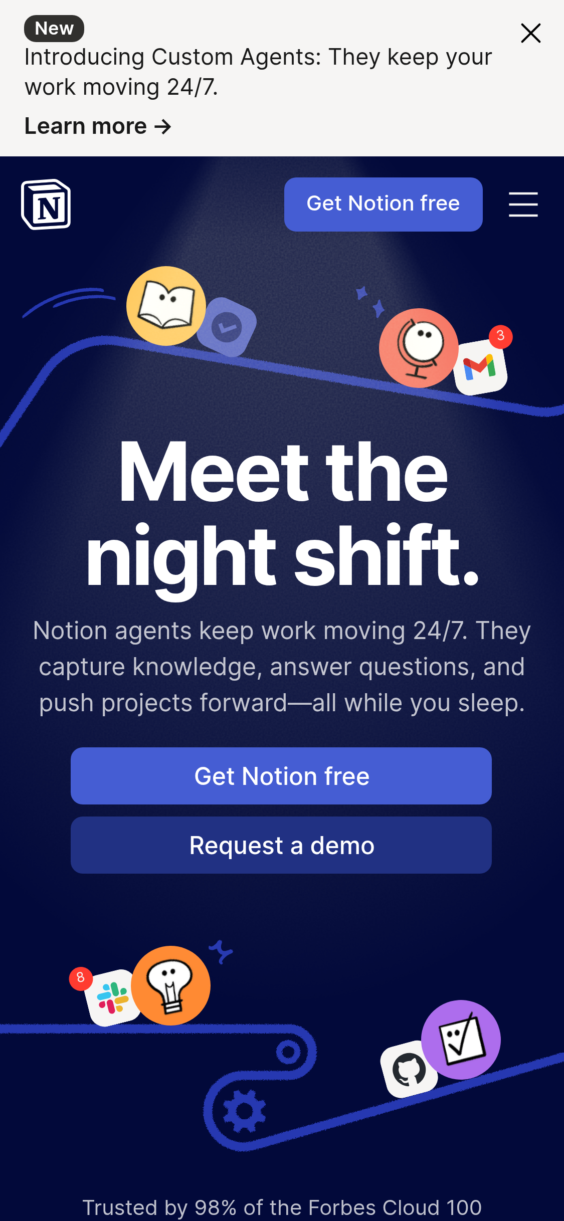 Mobile screenshot of notion.com