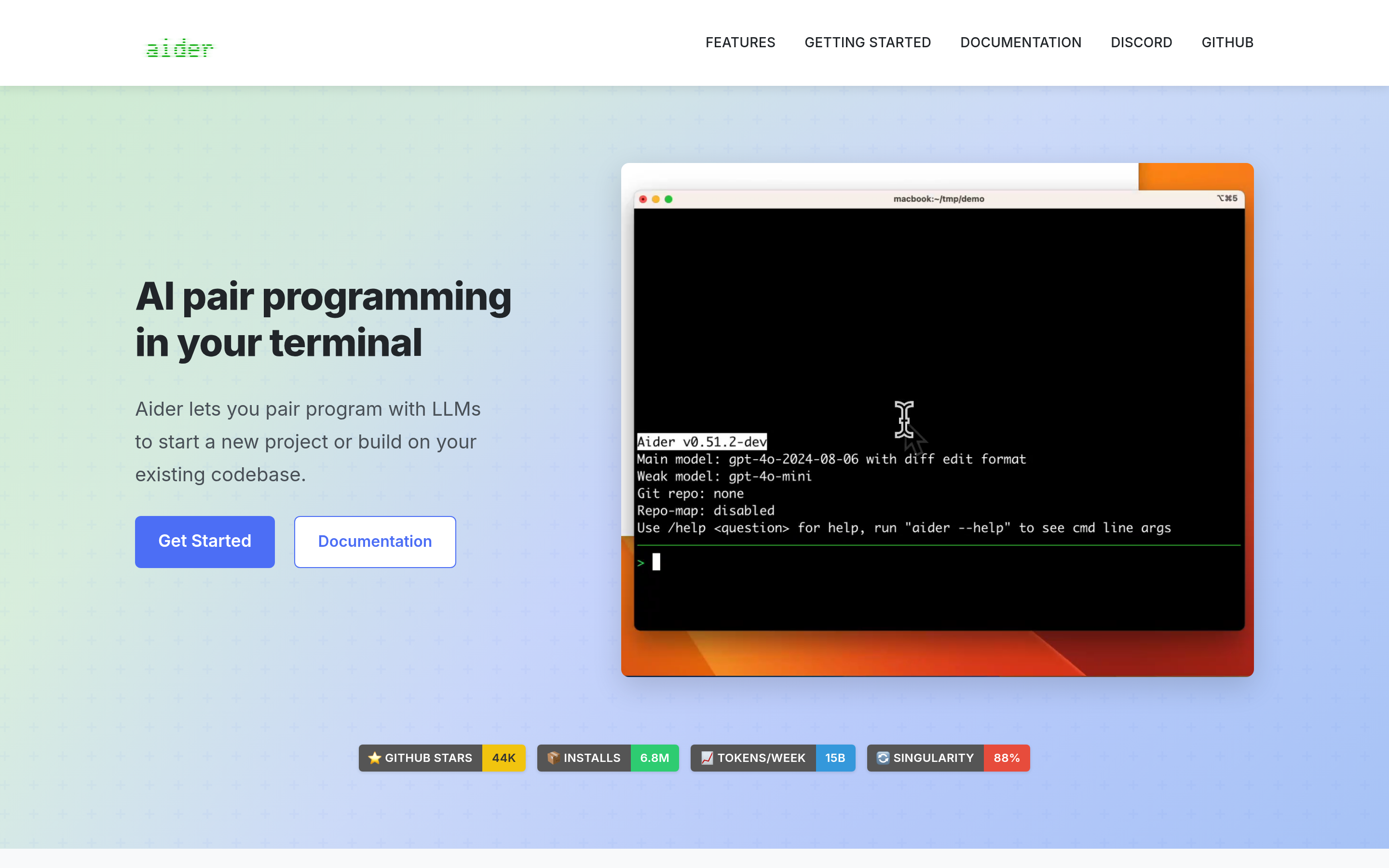 Aider - AI Pair Programming in Your Terminal 介面截圖