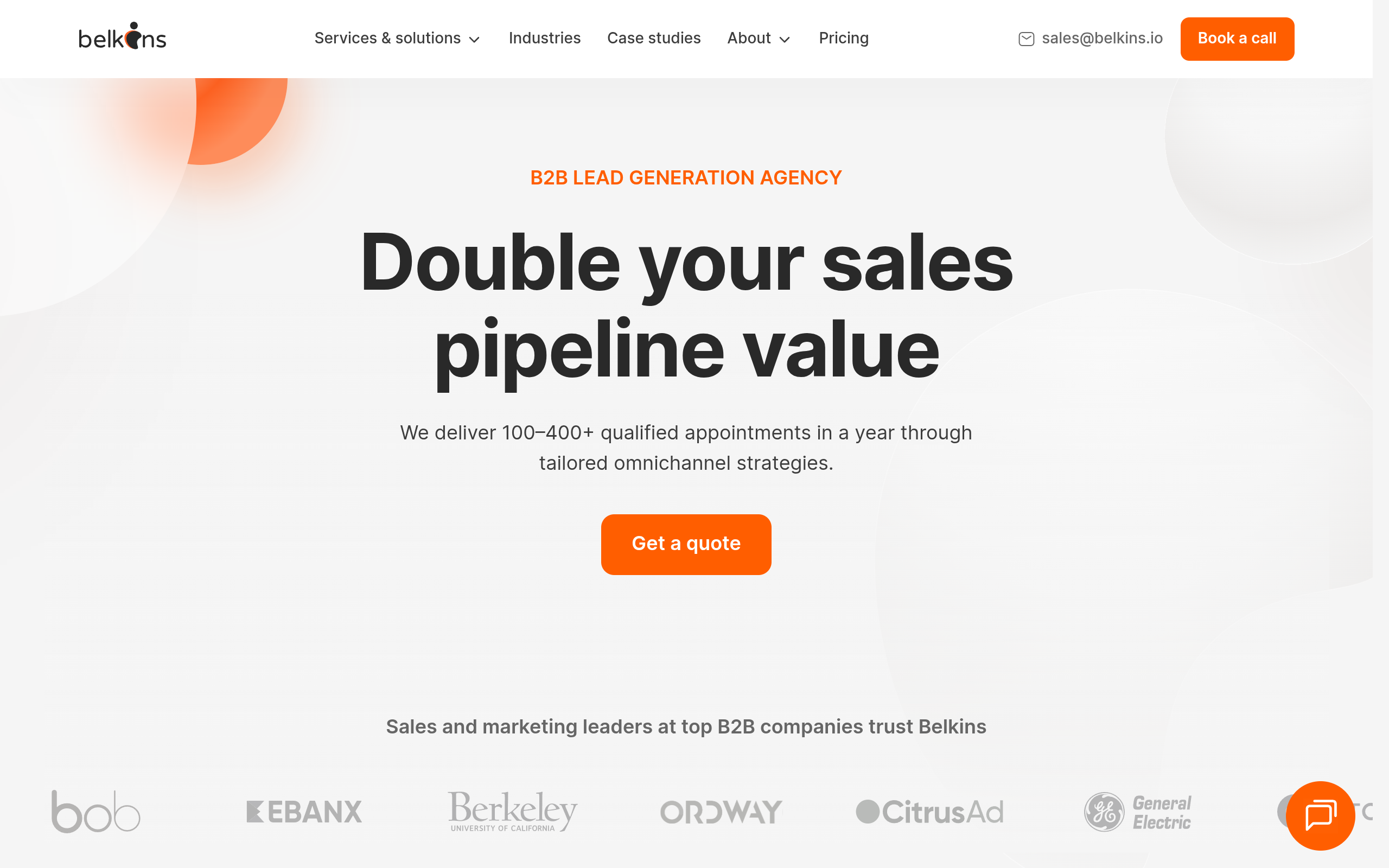 Screenshot of the Belkins homepage