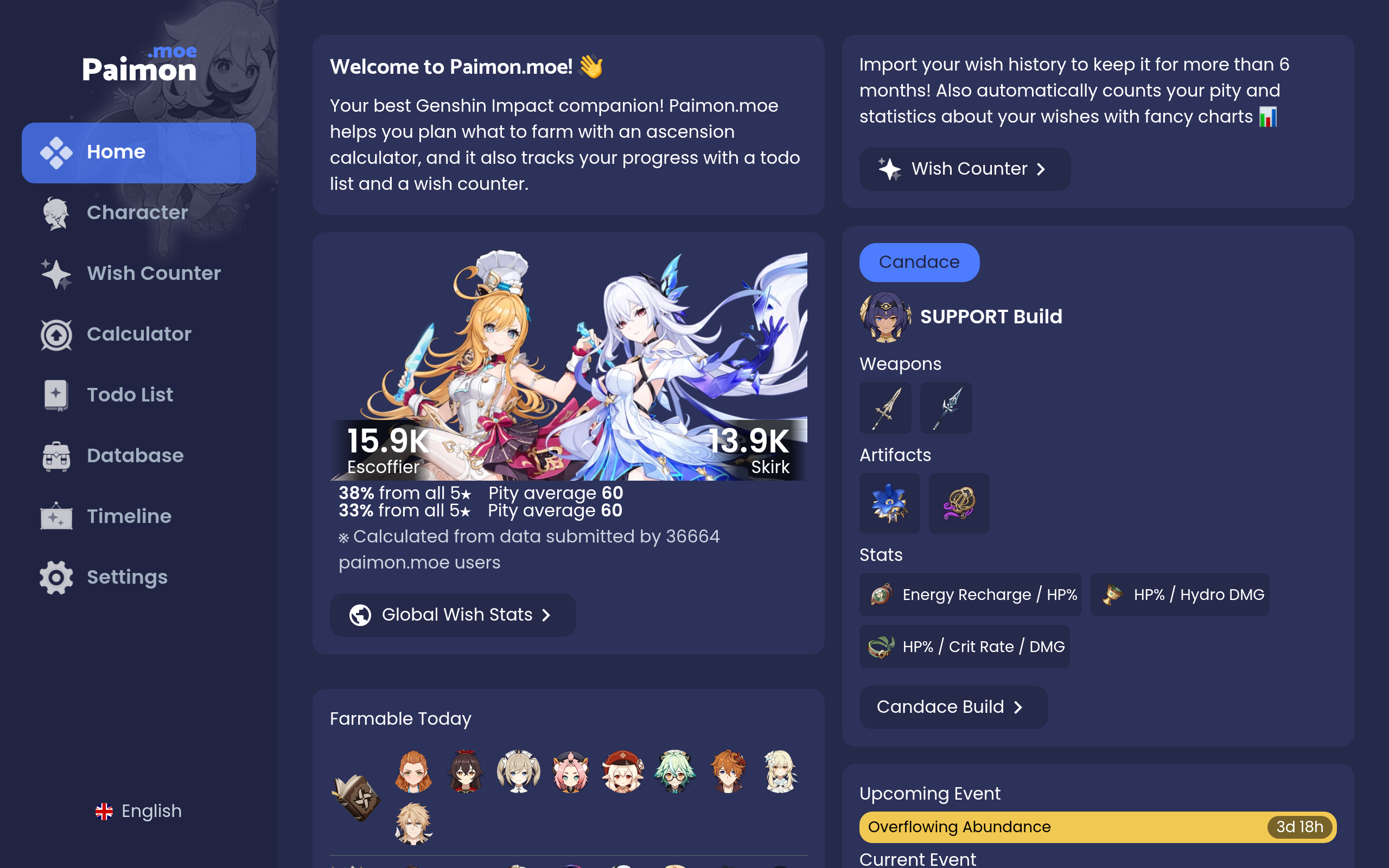 Screenshot of paimon.moe