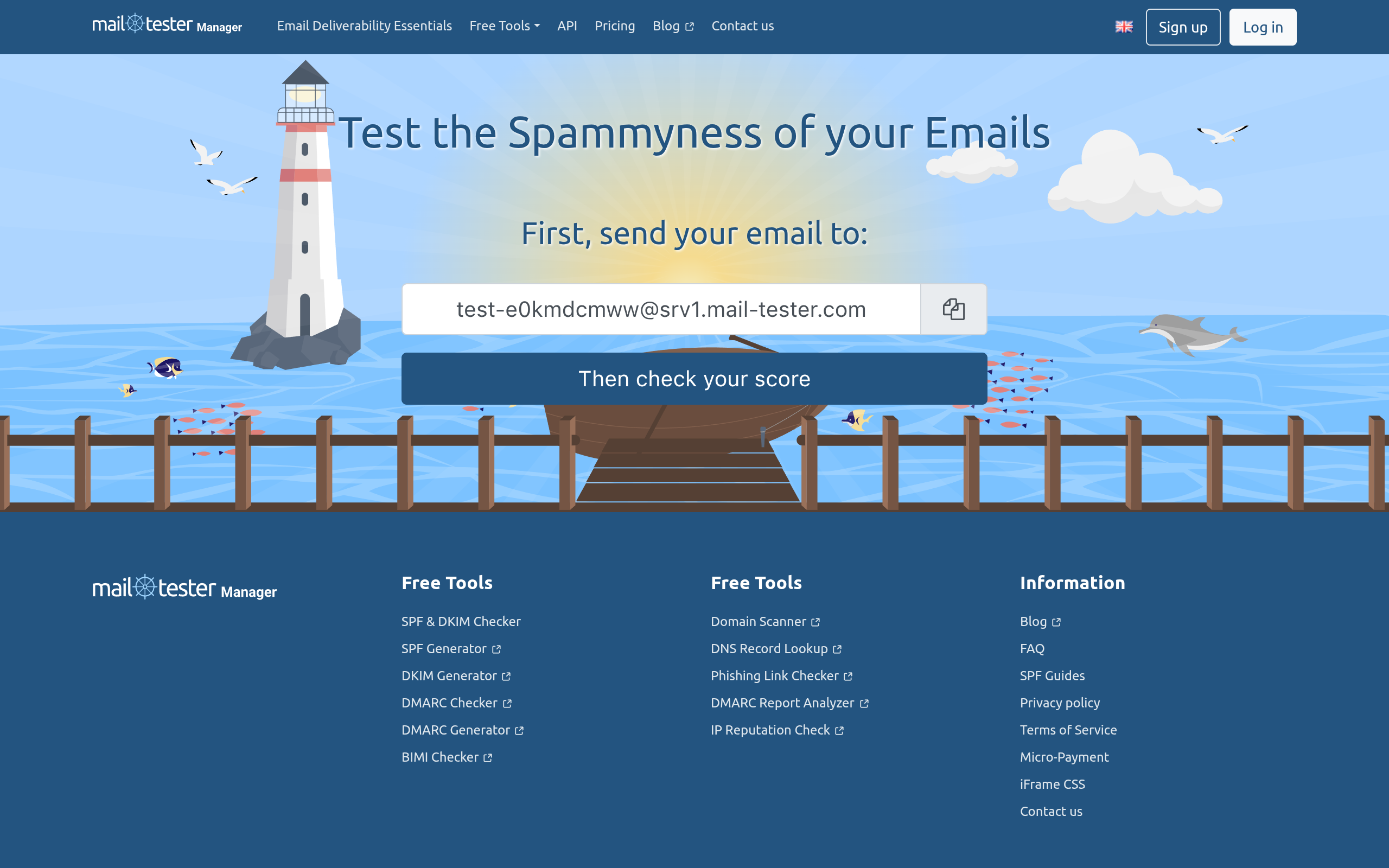 Screenshot of the Mail-tester homepage