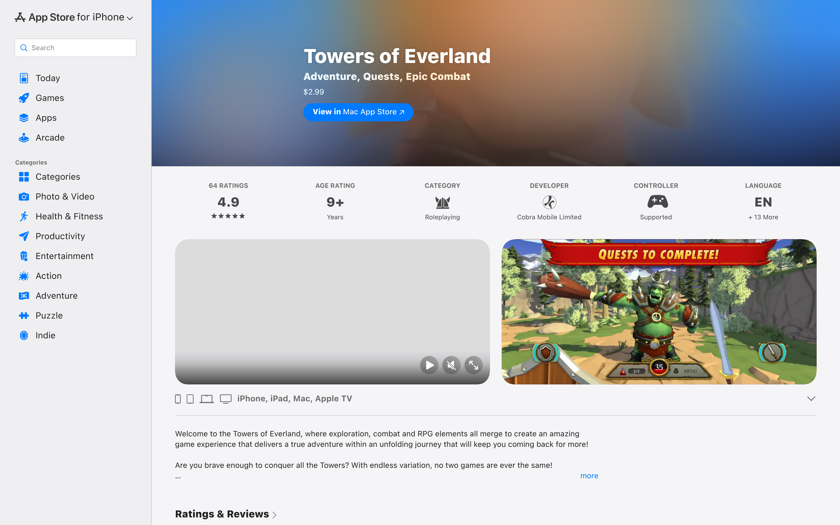 Towers of Everland App - App Store 介面截圖