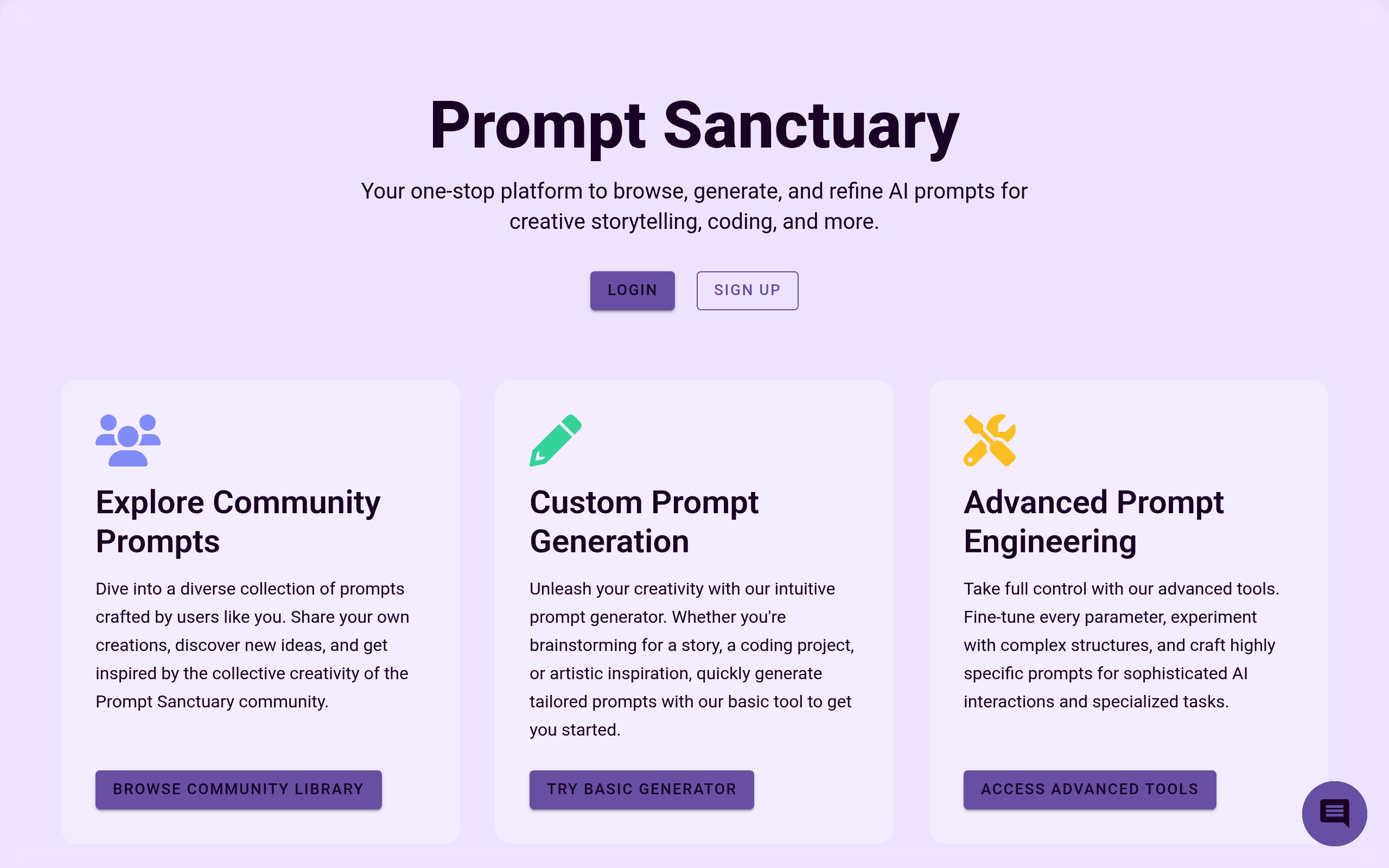 Screenshot of prompt-sanctuary