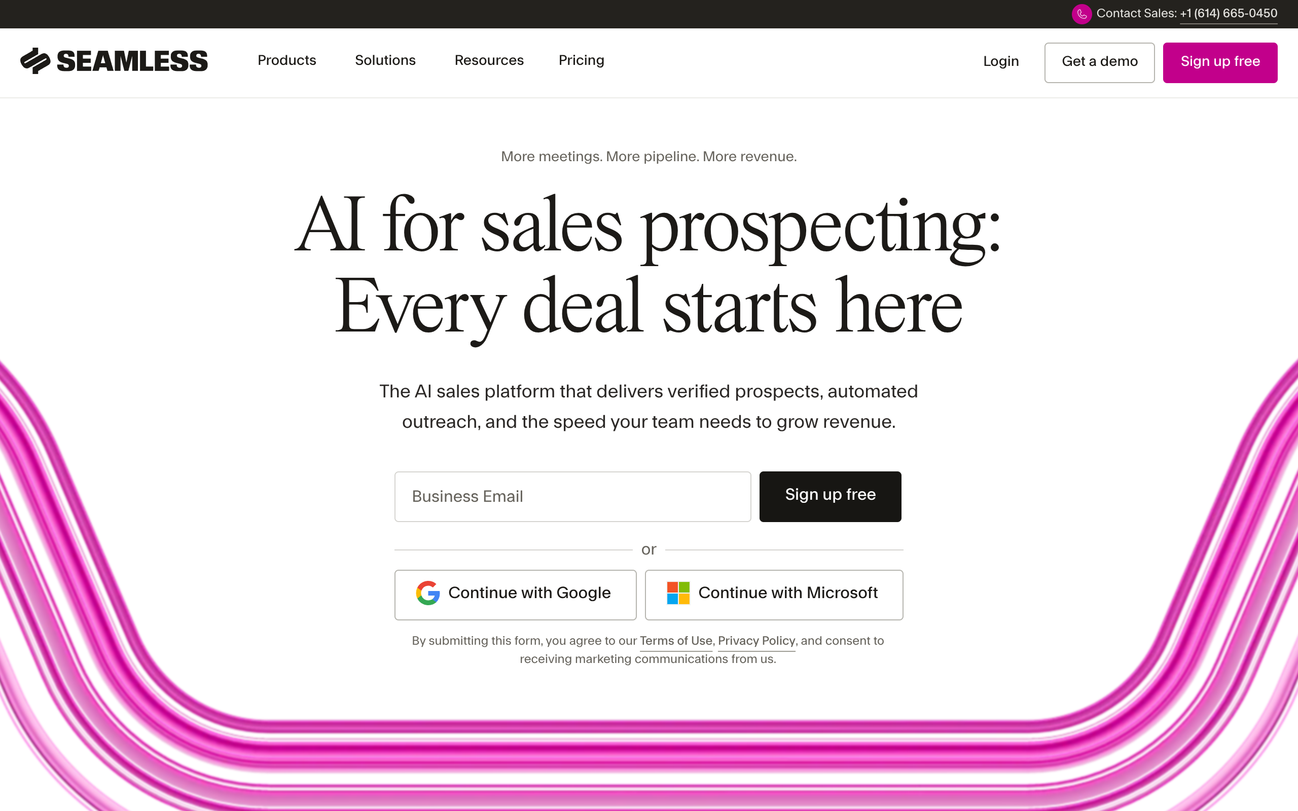 Screenshot of the Seamless.AI homepage