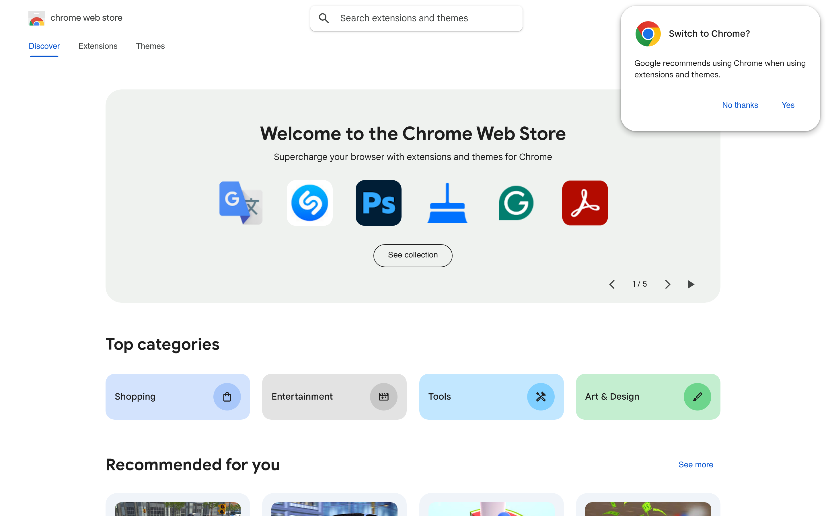 Chrome 線上應用程式商店 介面截圖