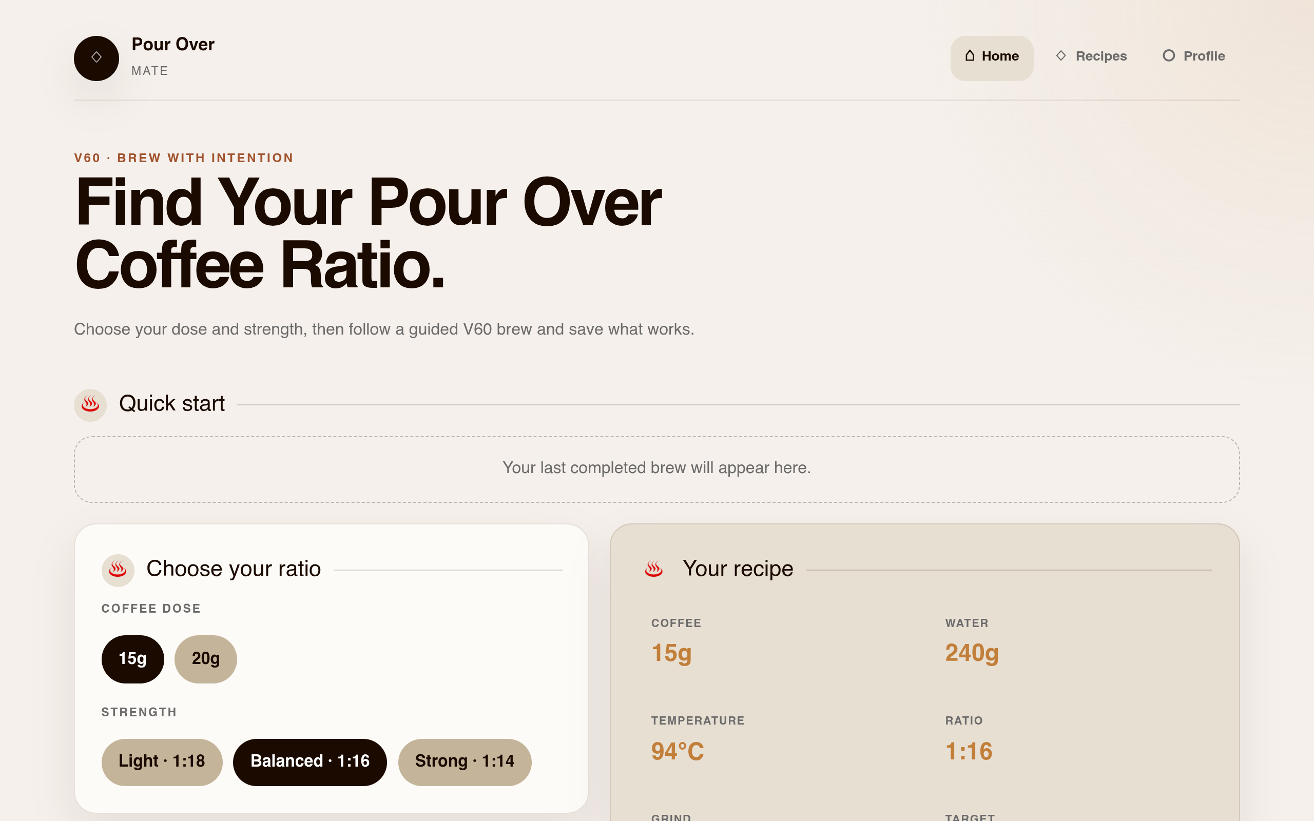 Pour Over Coffee Ratio Calculator screenshot – image 1