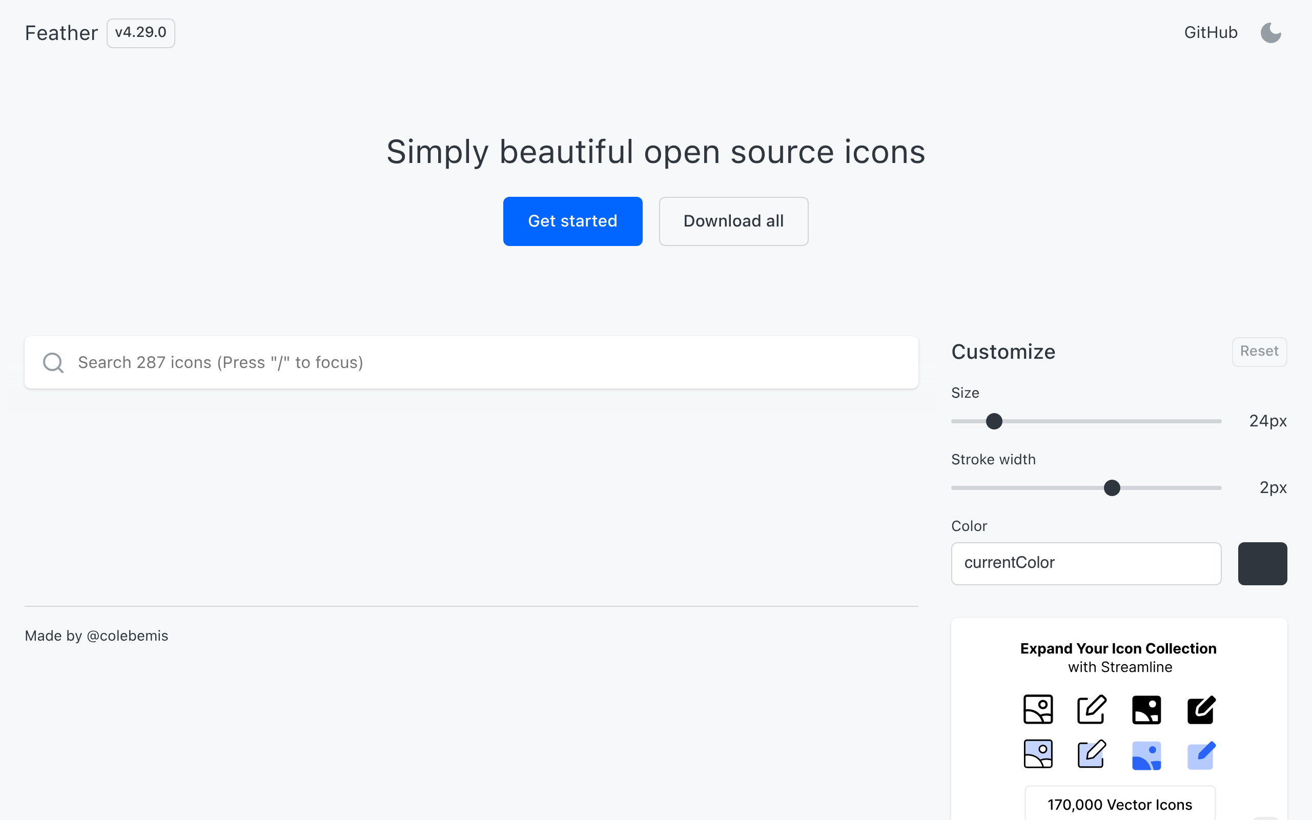 Feather Icons 产品截图