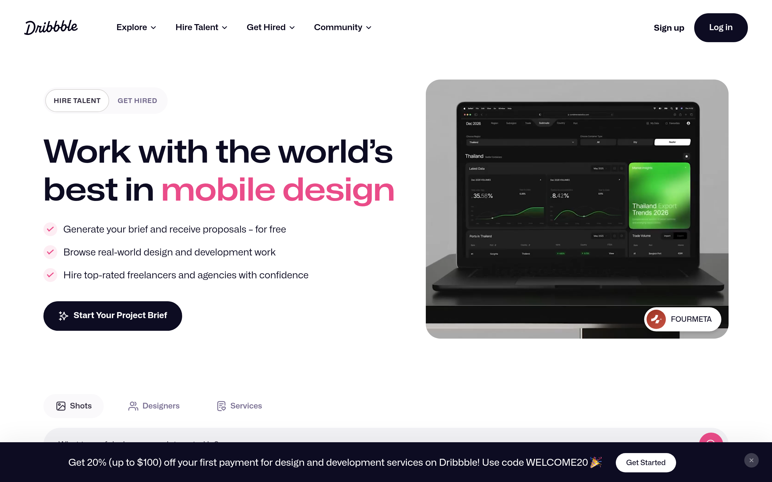 Dribbble 产品截图