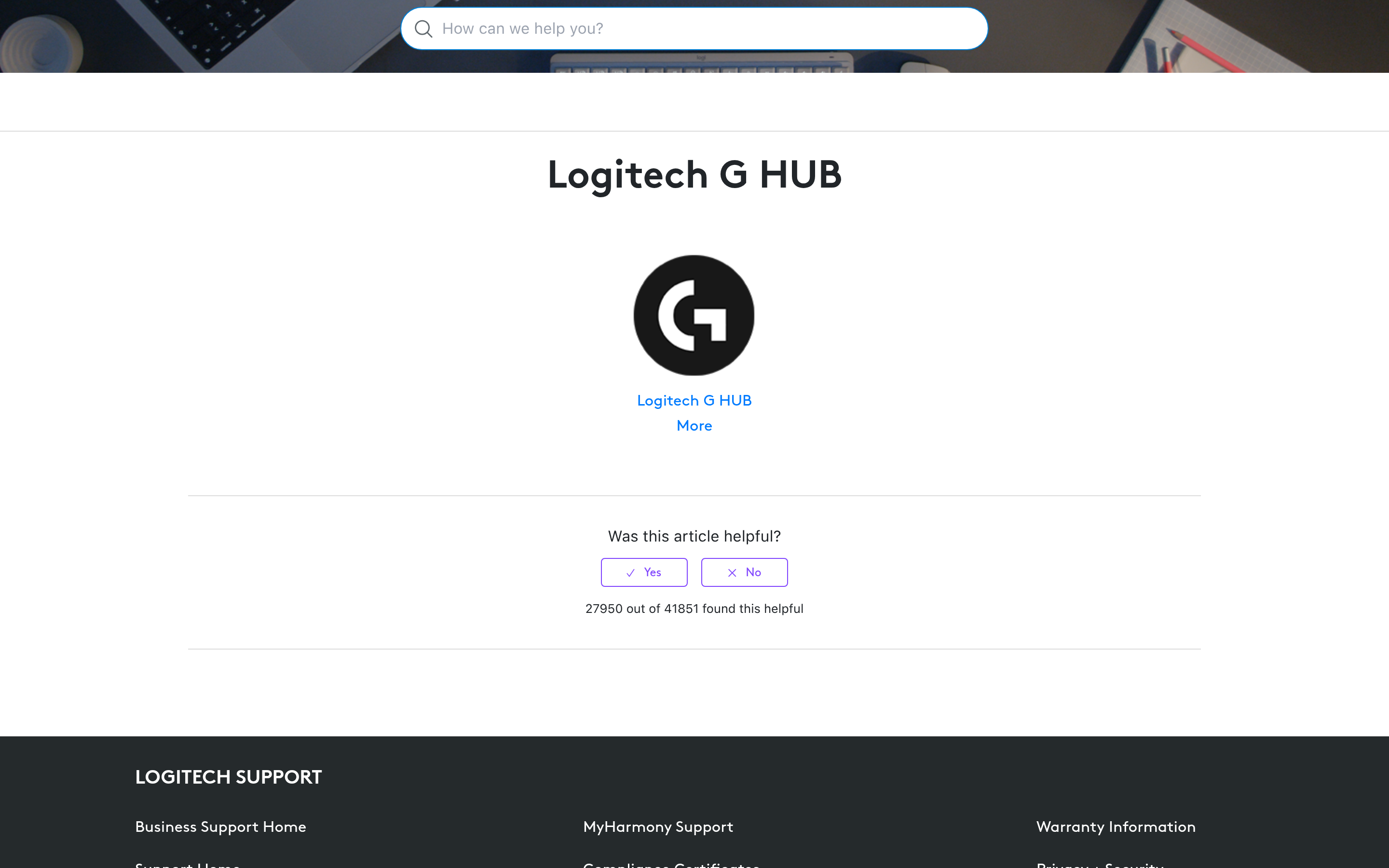 Logitech G HUB – Logitech Support + Download 介面截圖