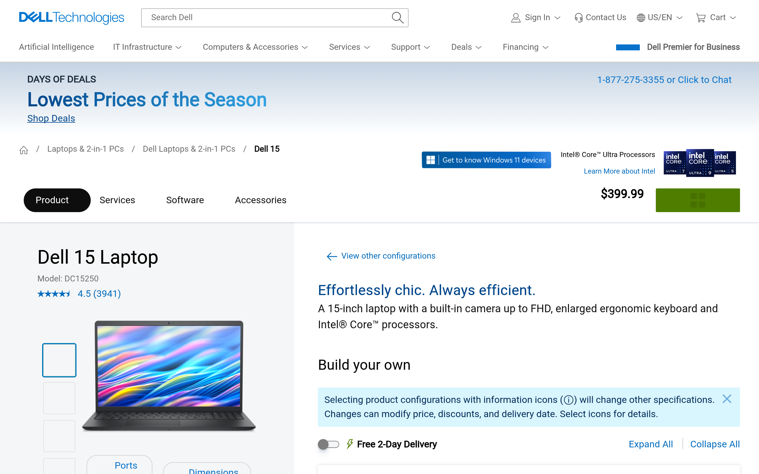 Dell 15 (formerly Inspiron 15 3000) Intel Core i5-1334U 15.6″ 120Hz 1080p Laptop w/ 512GB SSD 9.99