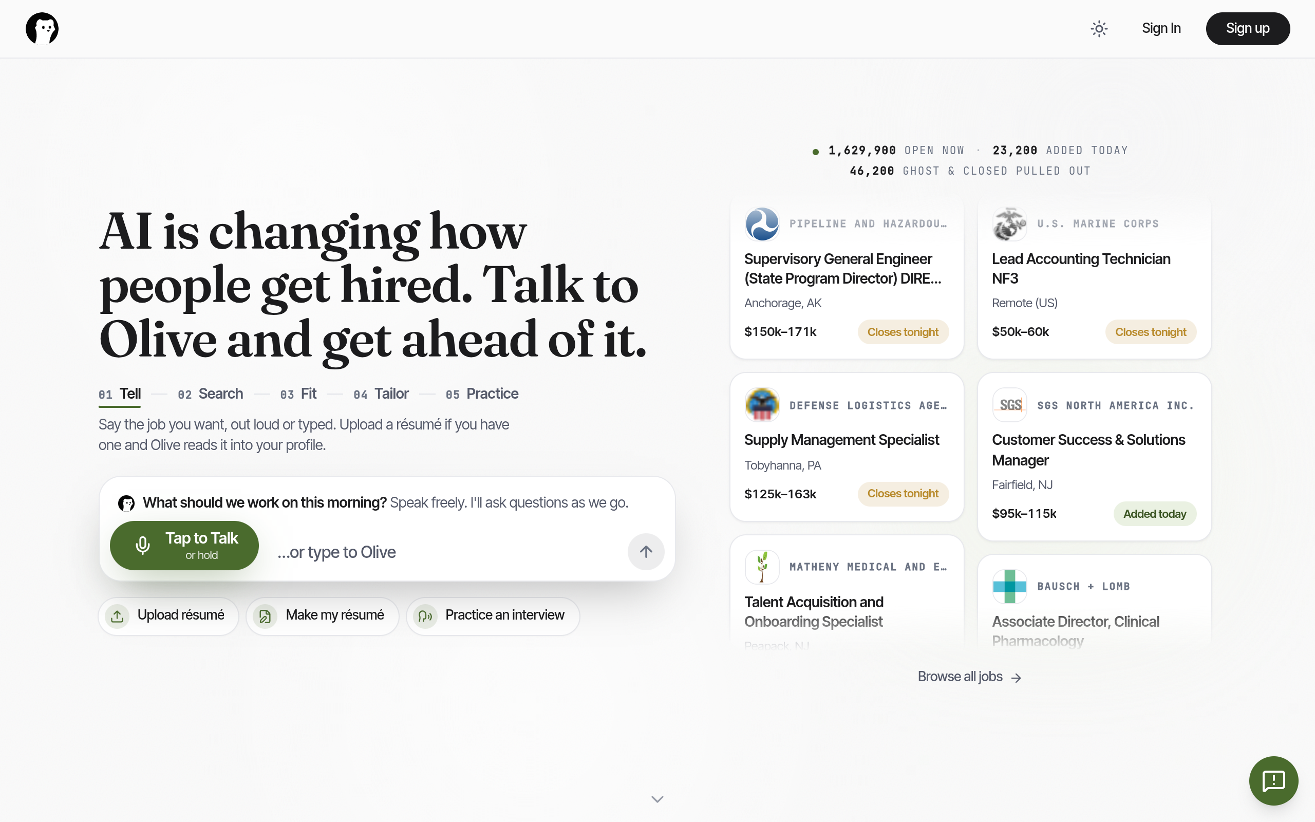 Olive Jobs screenshot, image 1