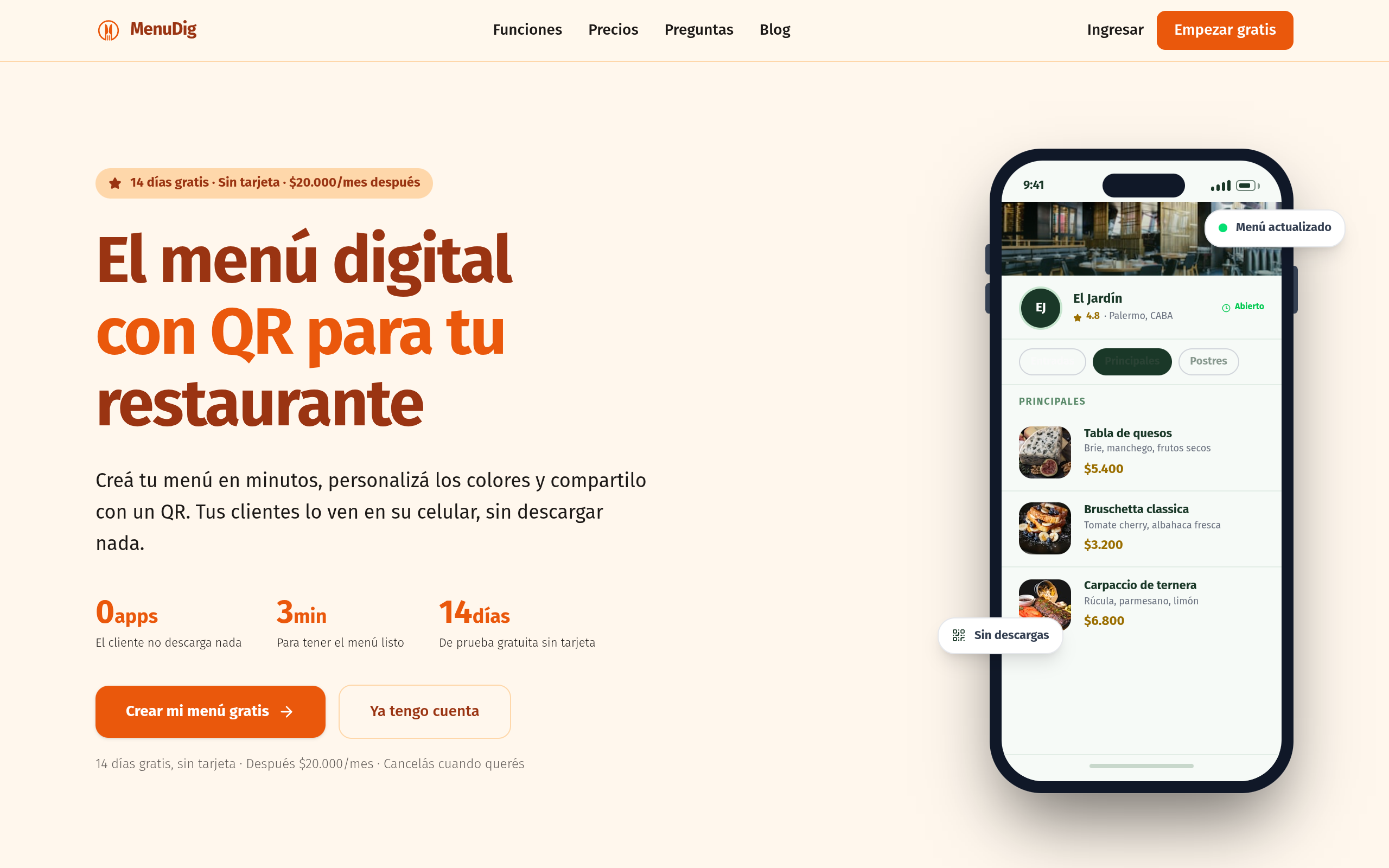Screenshot of MenuDig, a project built by Driva Dev