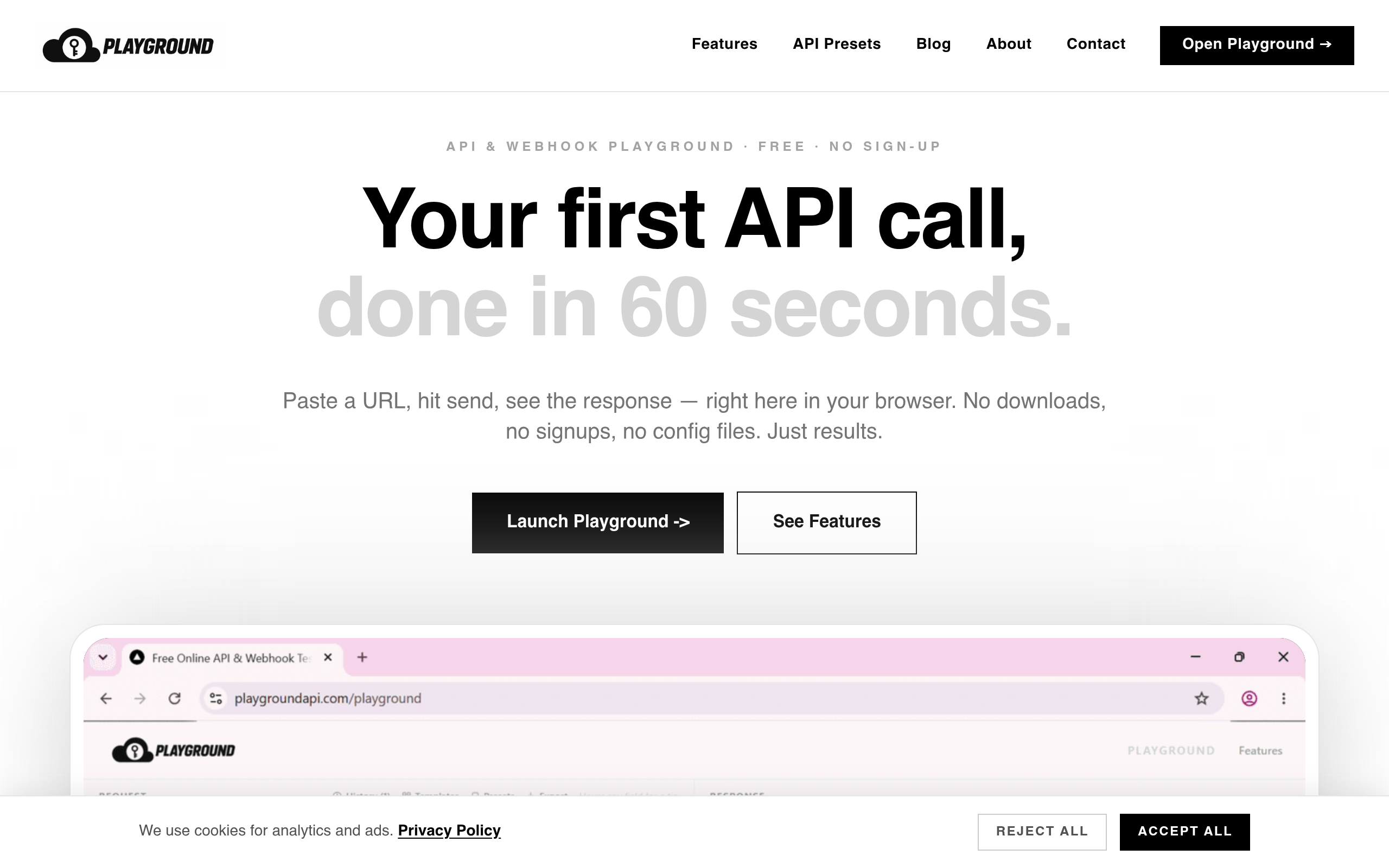 API Playground screenshot, image 1