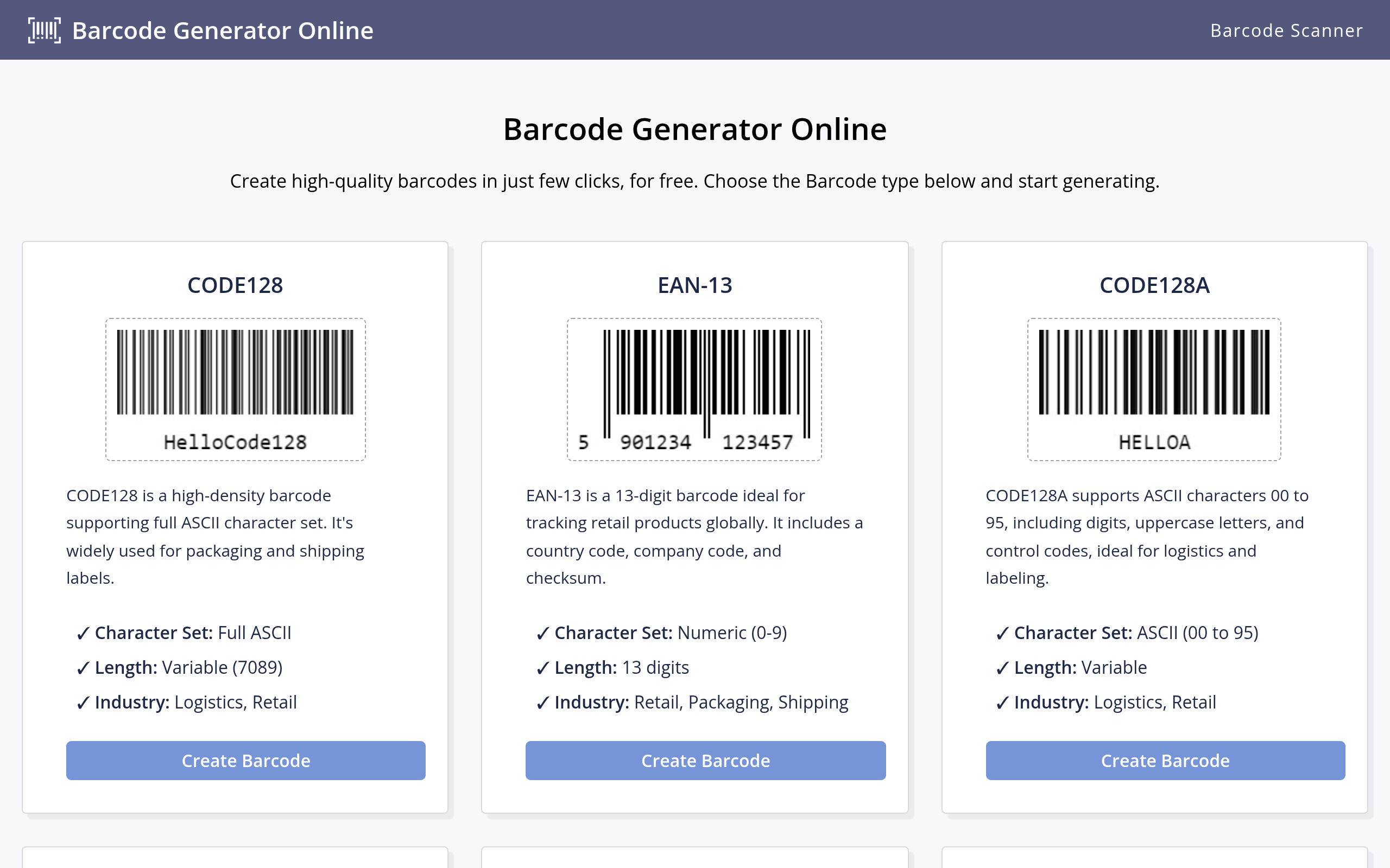 Barcode Generator Online screenshot – image 1