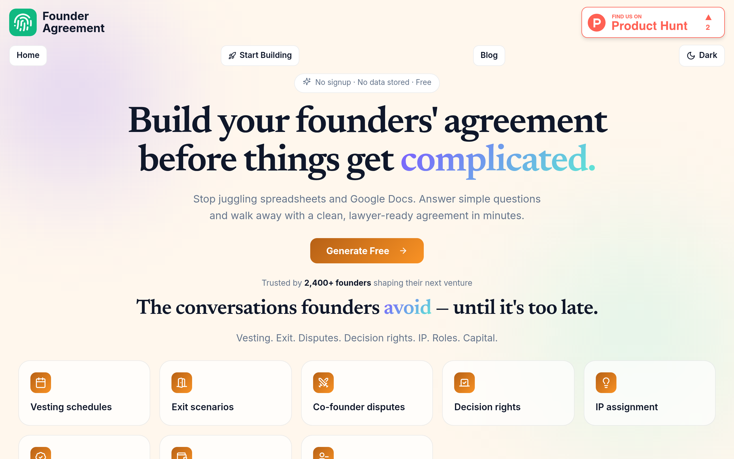 Founders Agreement screenshot, image 1