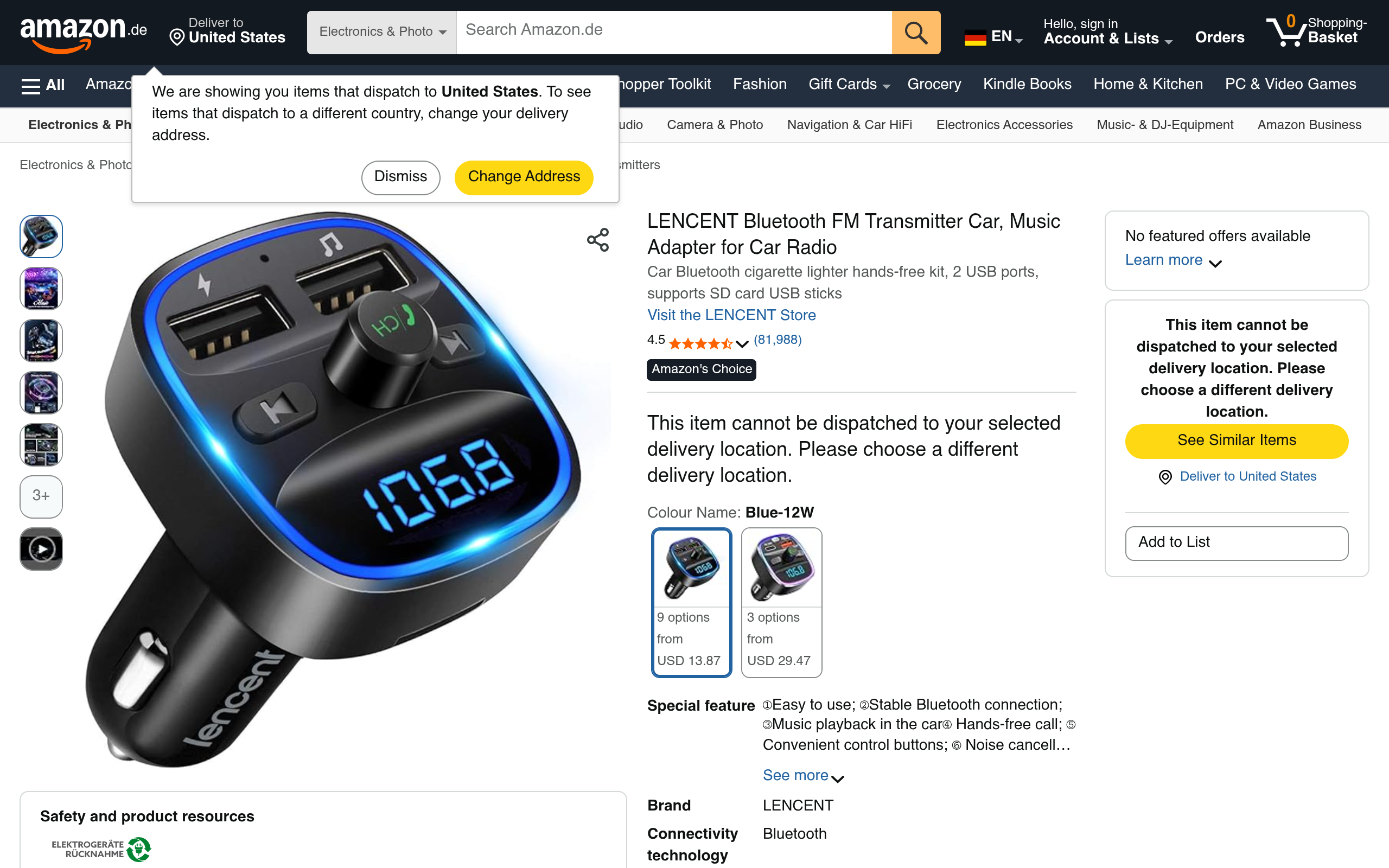 LENCENT – Bluetooth-FM-Transmitter fürs Autoradio