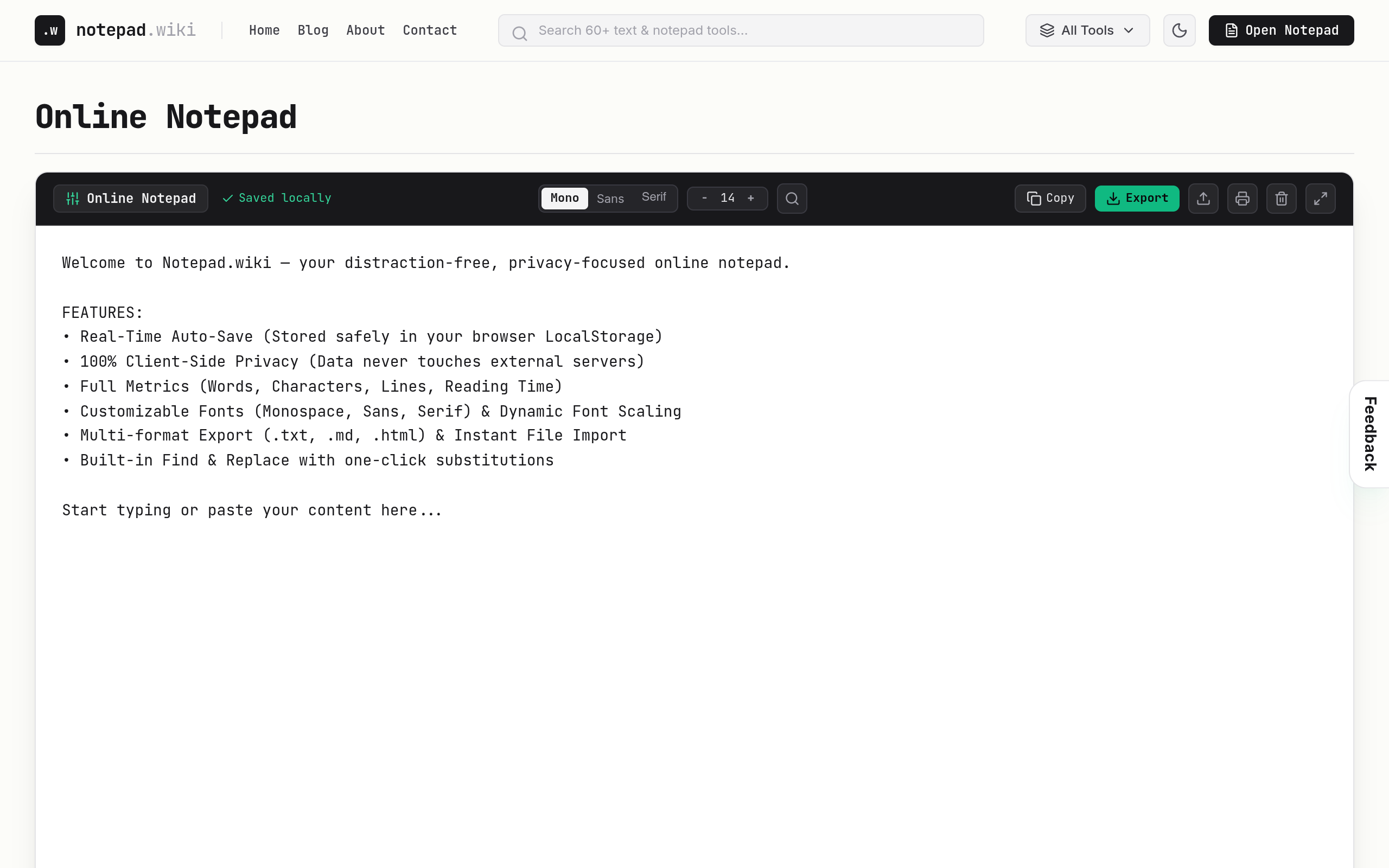 Notepad.wiki screenshot, image 1