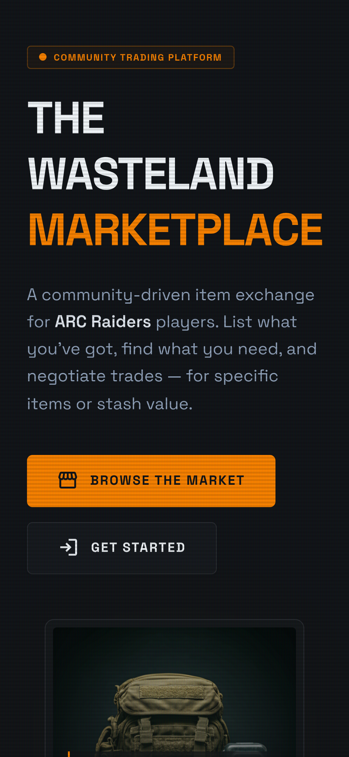 Mobile screenshot of beta.arctraiders.net
