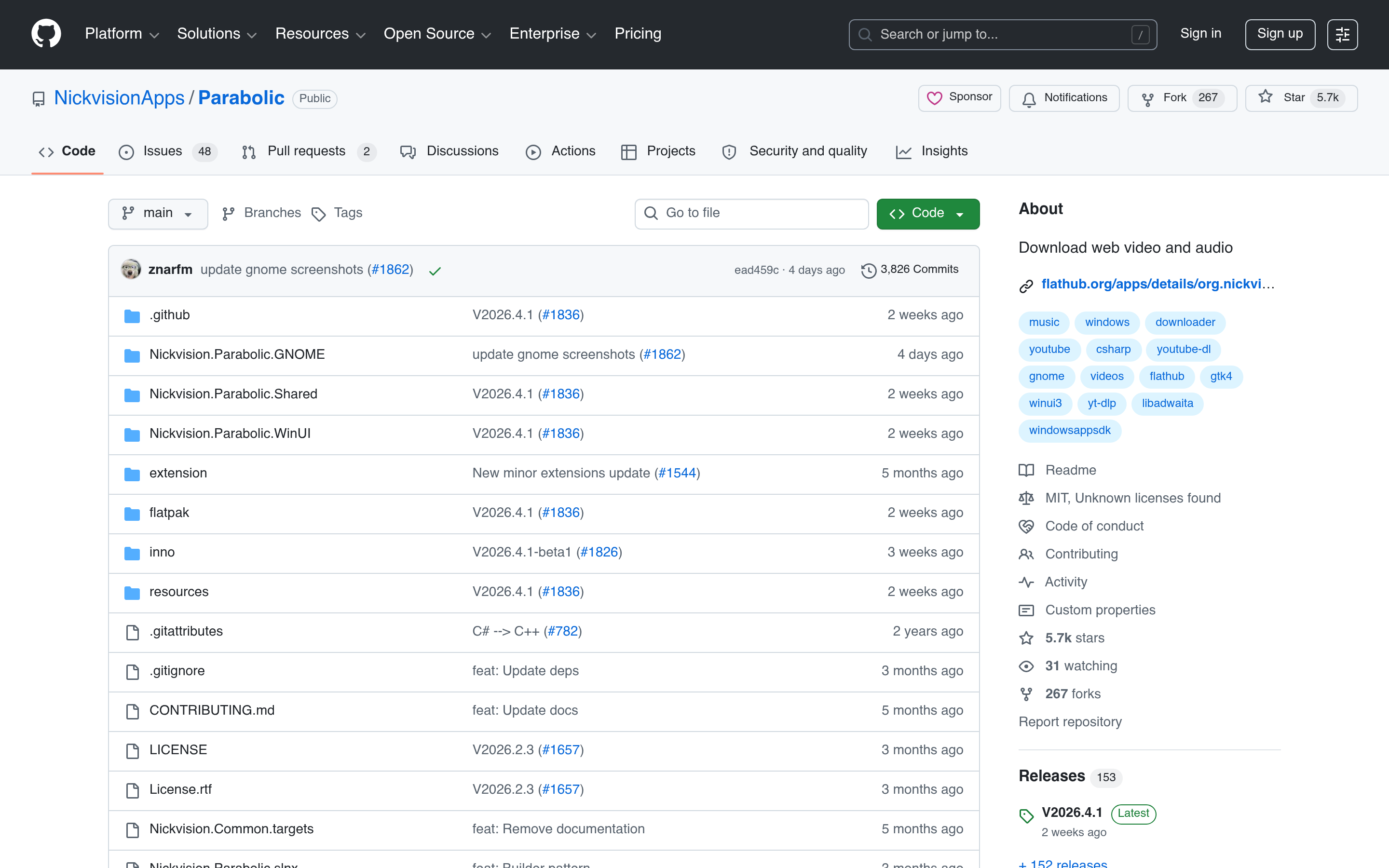 GitHub - NickvisionApps/Parabolic: Download web video and audio · GitHub 介面截圖