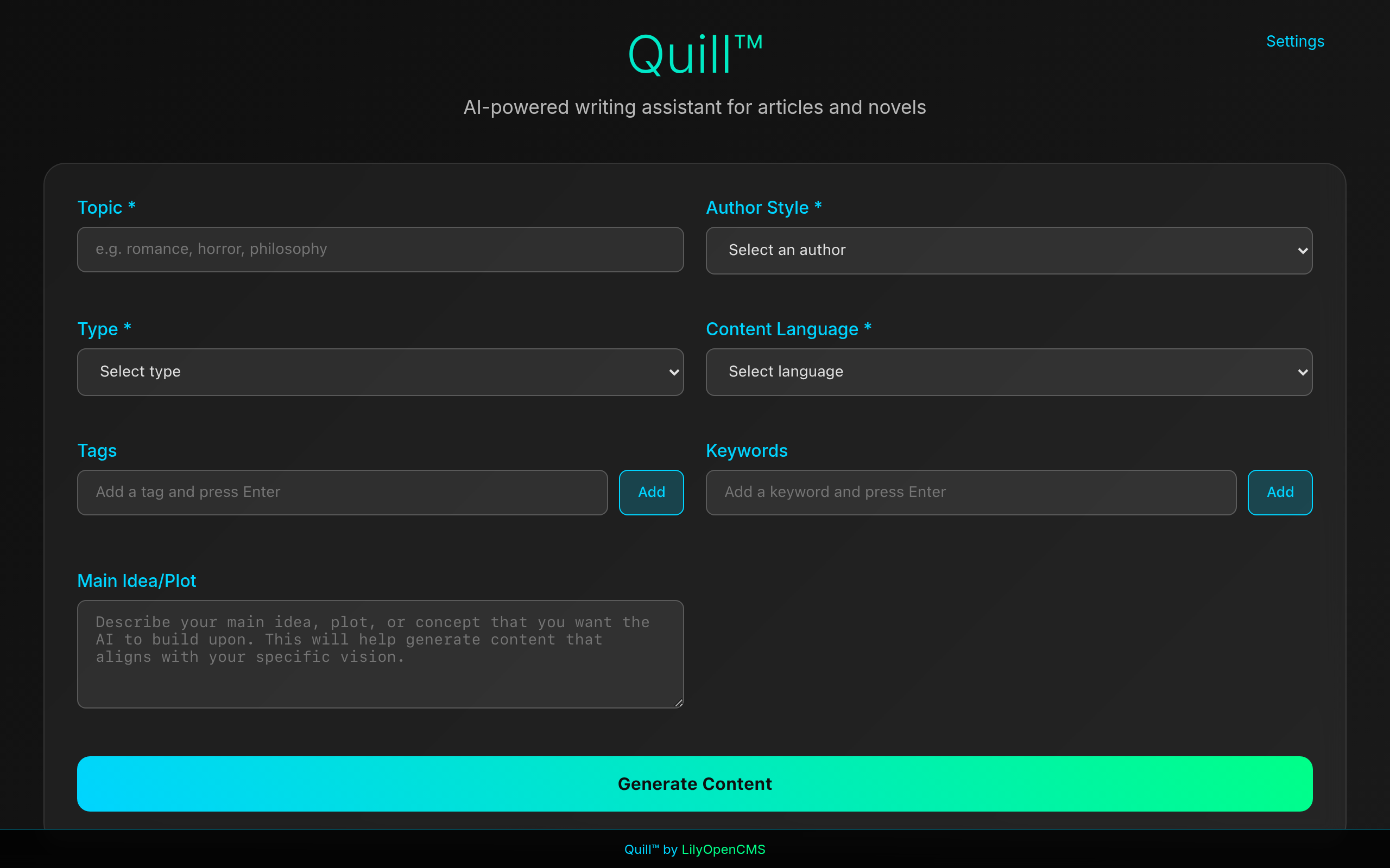 Screenshot of article_generator