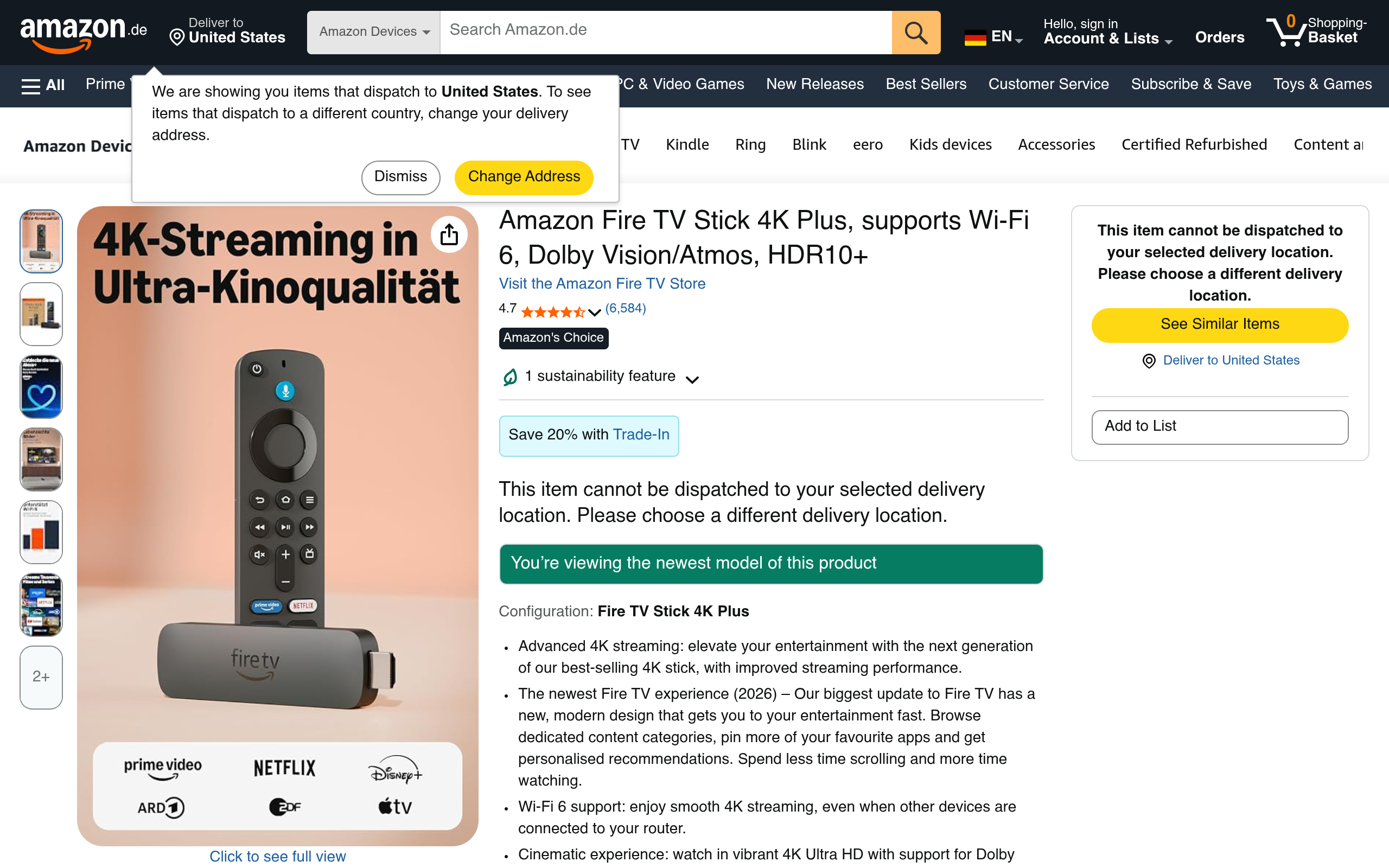 Amazon Fire TV Stick 4K Plus – Streaming-Stick mit Wi-Fi 6