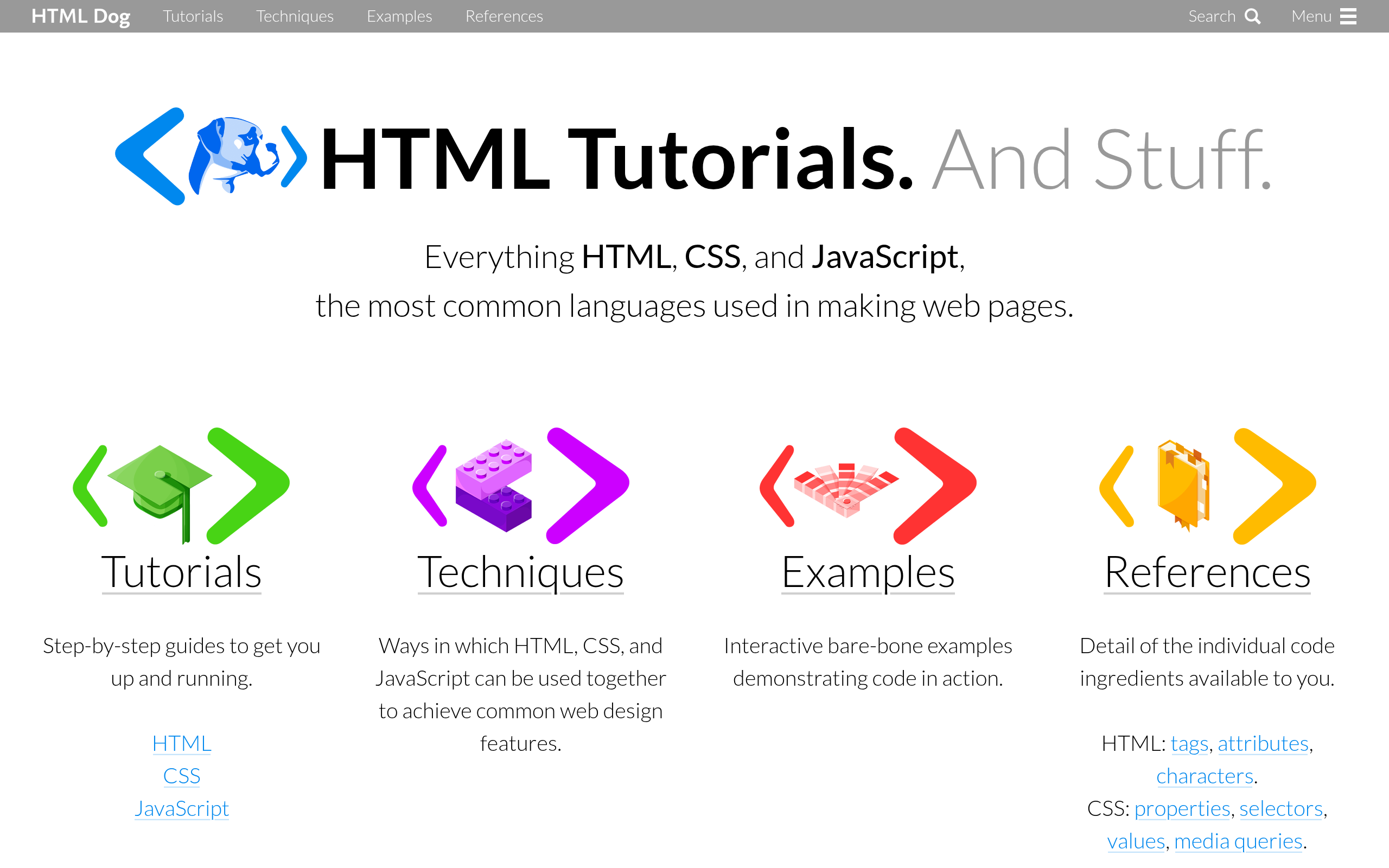 Screenshot of htmldog.com