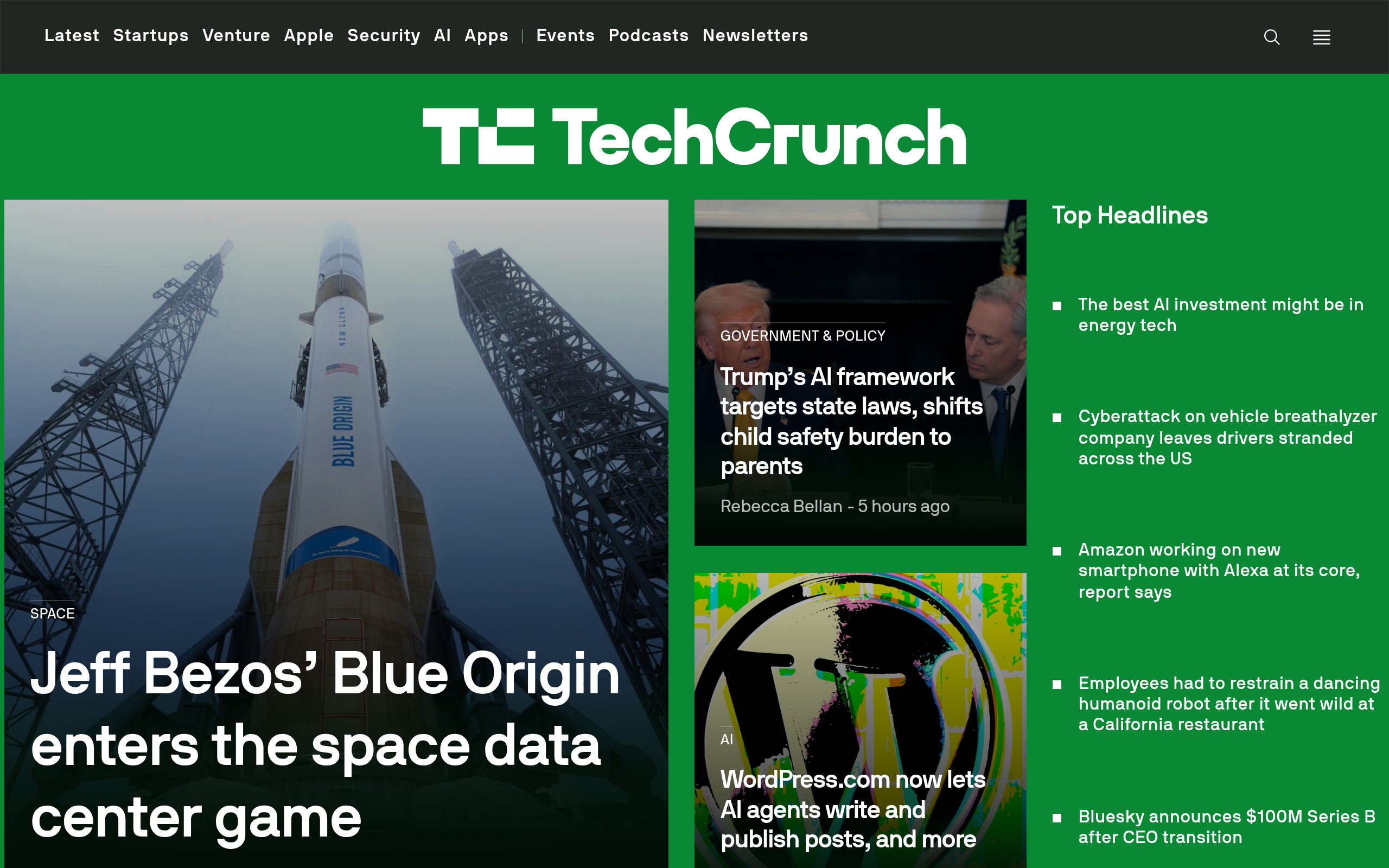 Screenshot of techcrunch.com