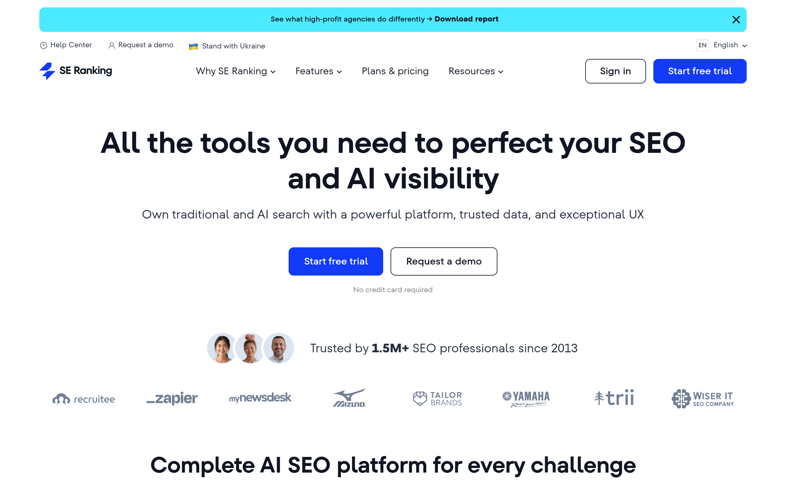 Screenshot of seranking.com