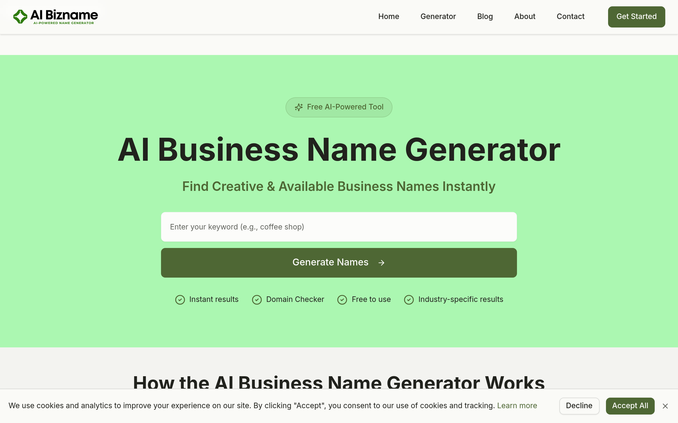AI Business Name Generator screenshot